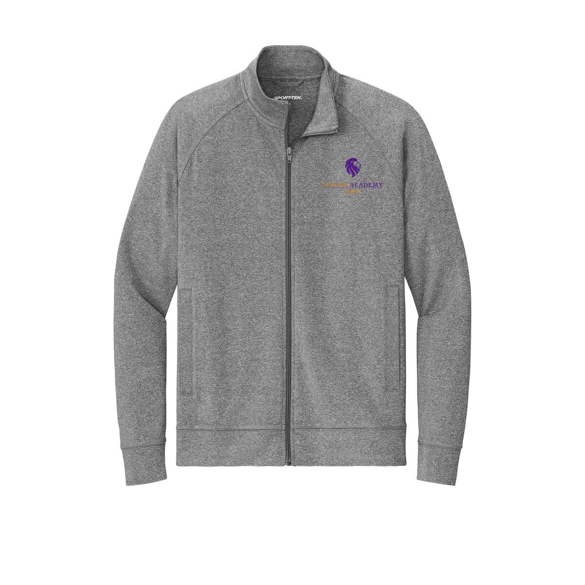 cahazleton-sport-tek-mens-cadet-jacket-embroidery-leftchest-ST857-charcoalgreyheather-flat-front