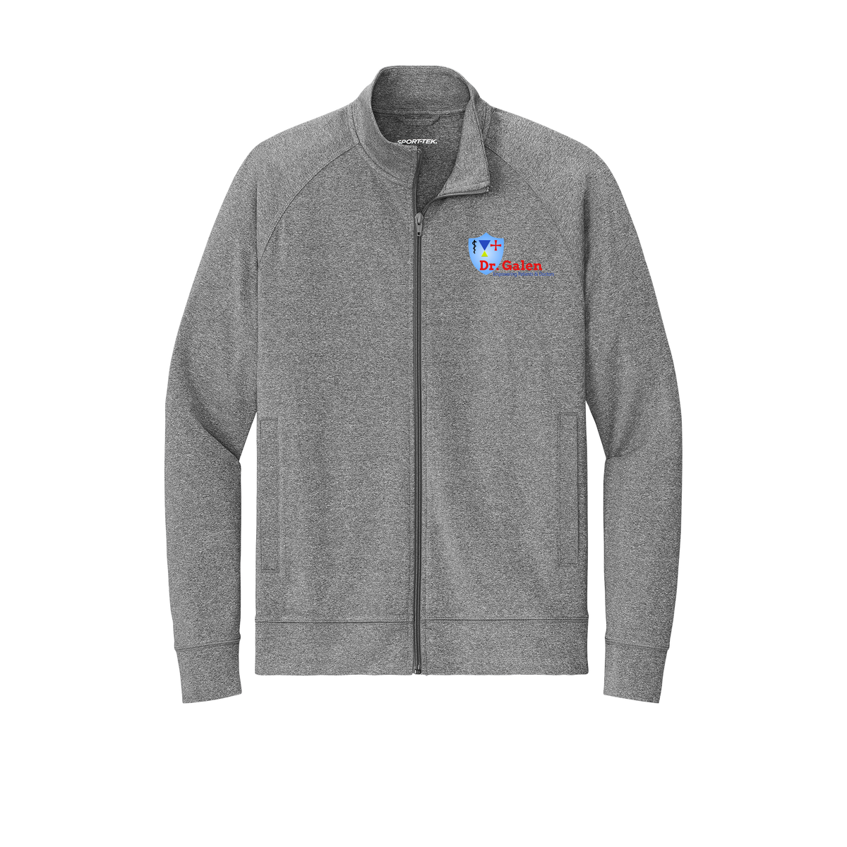 drgalen-sport-tek-mens-cadet-jacket-embroidery-leftchest-ST857-charcoalgreyheather-flat-front