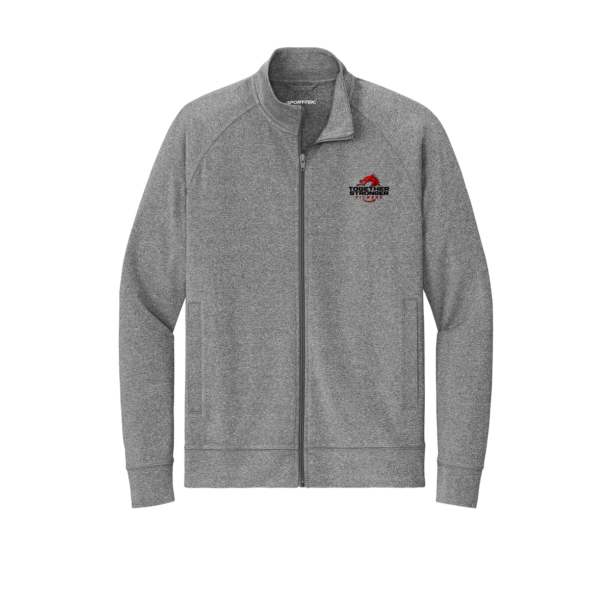 togetherstrongerfitness-sport-tek-mens-cadet-jacket-embroidery-leftchest-ST857-charcoalgreyheather-flat-front