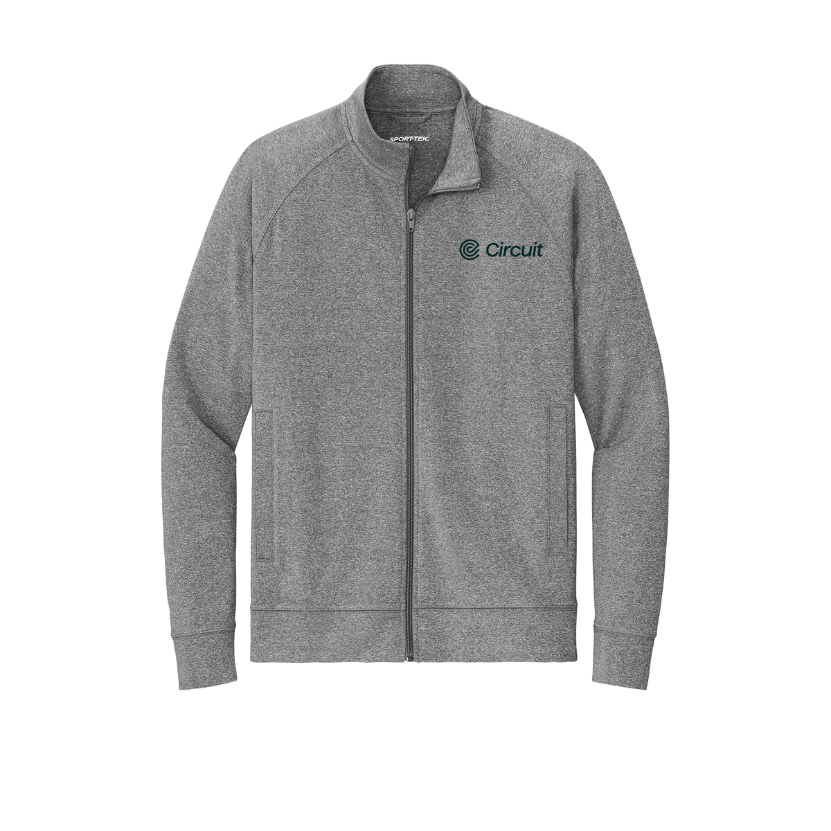 ridecircuit-sport-tek-mens-cadet-jacket-embroidery-leftchest-ST857-charcoalgreyheather-flat-front