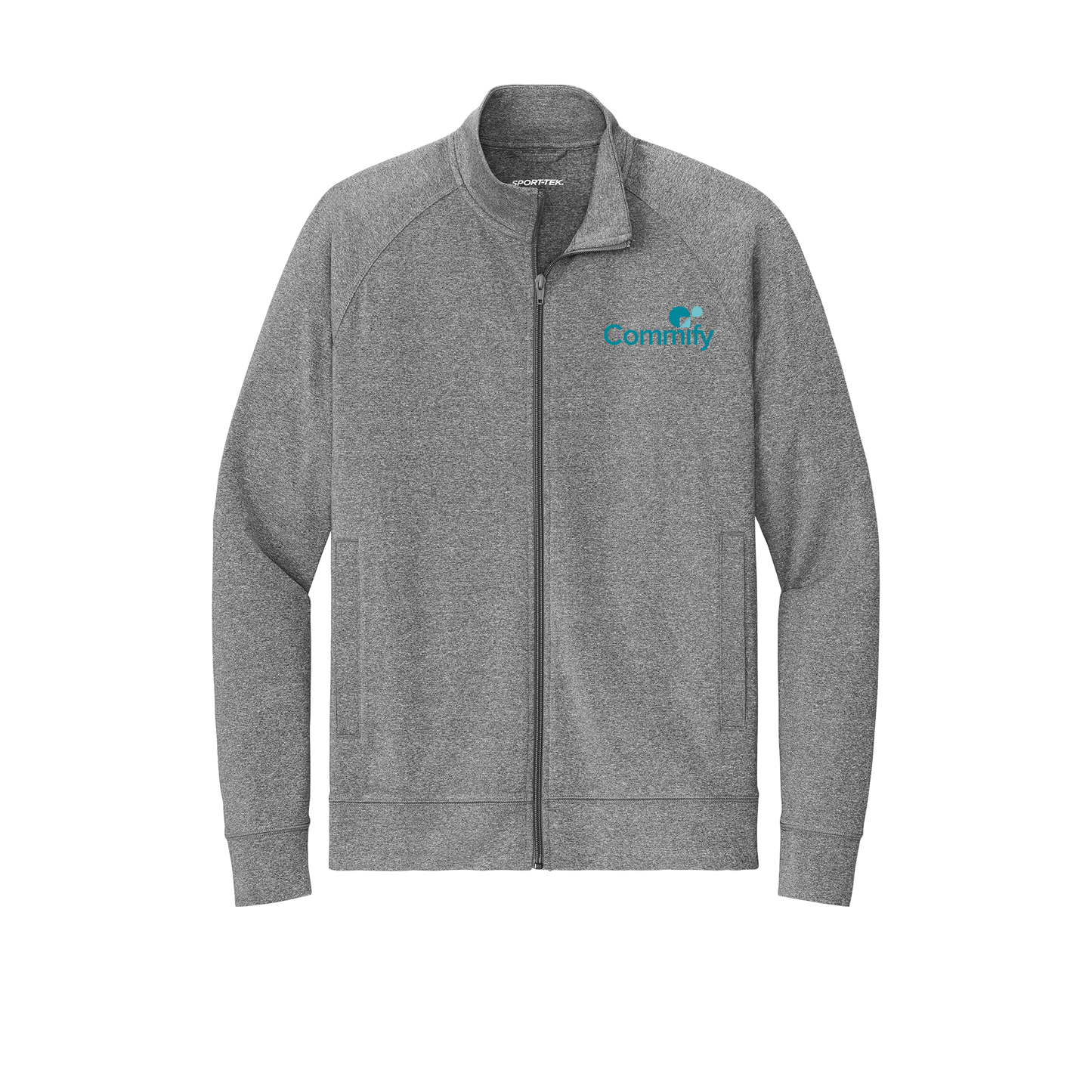 commify-sport-tek-mens-cadet-jacket-embroidery-leftchest-ST857-charcoalgreyheather-flat-front