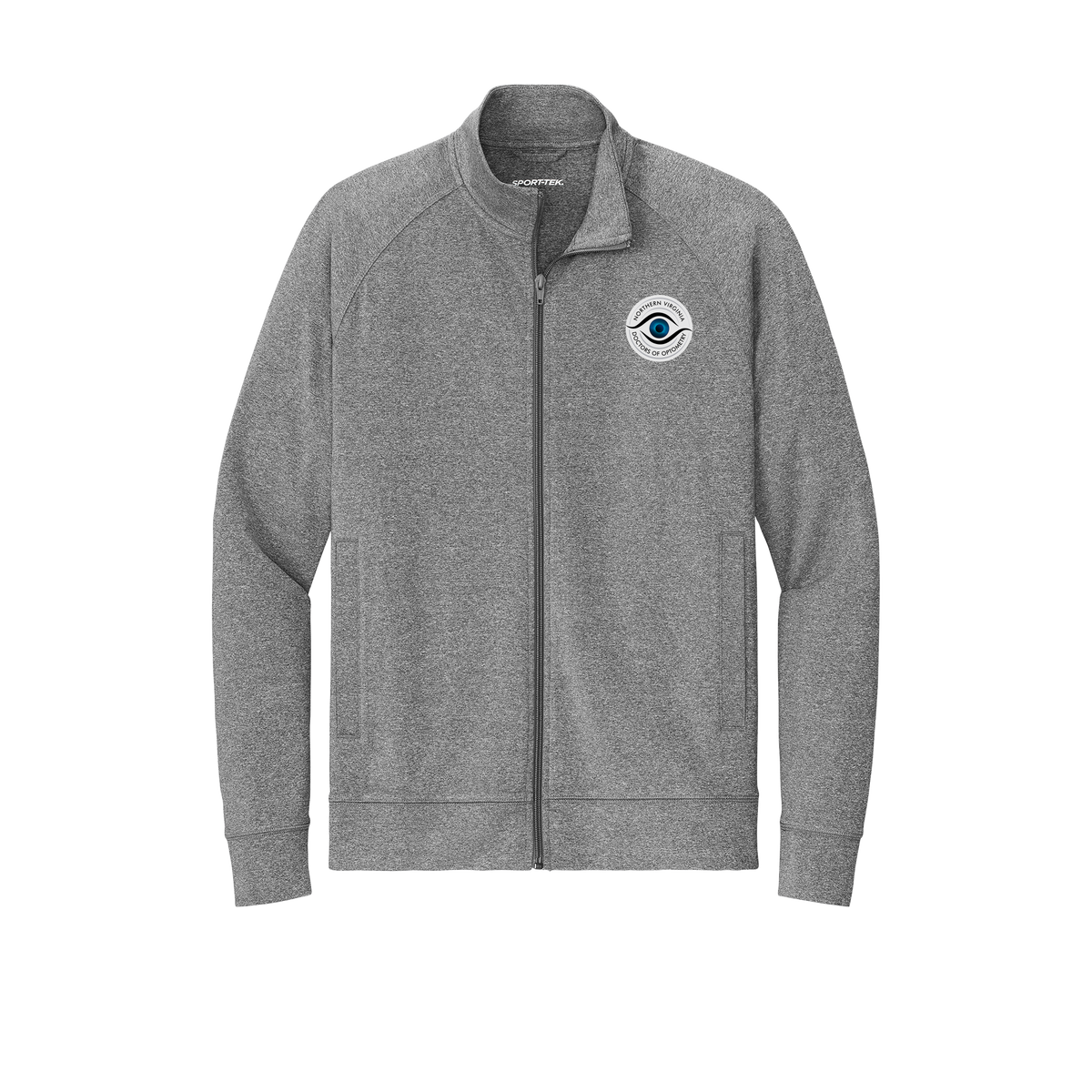 novaeyedocs-sport-tek-mens-cadet-jacket-embroidery-leftchest-ST857-charcoalgreyheather-flat-front
