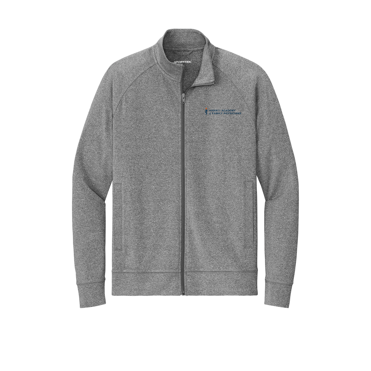 hafp-sport-tek-mens-cadet-jacket-embroidery-leftchest-ST857-charcoalgreyheather-flat-front