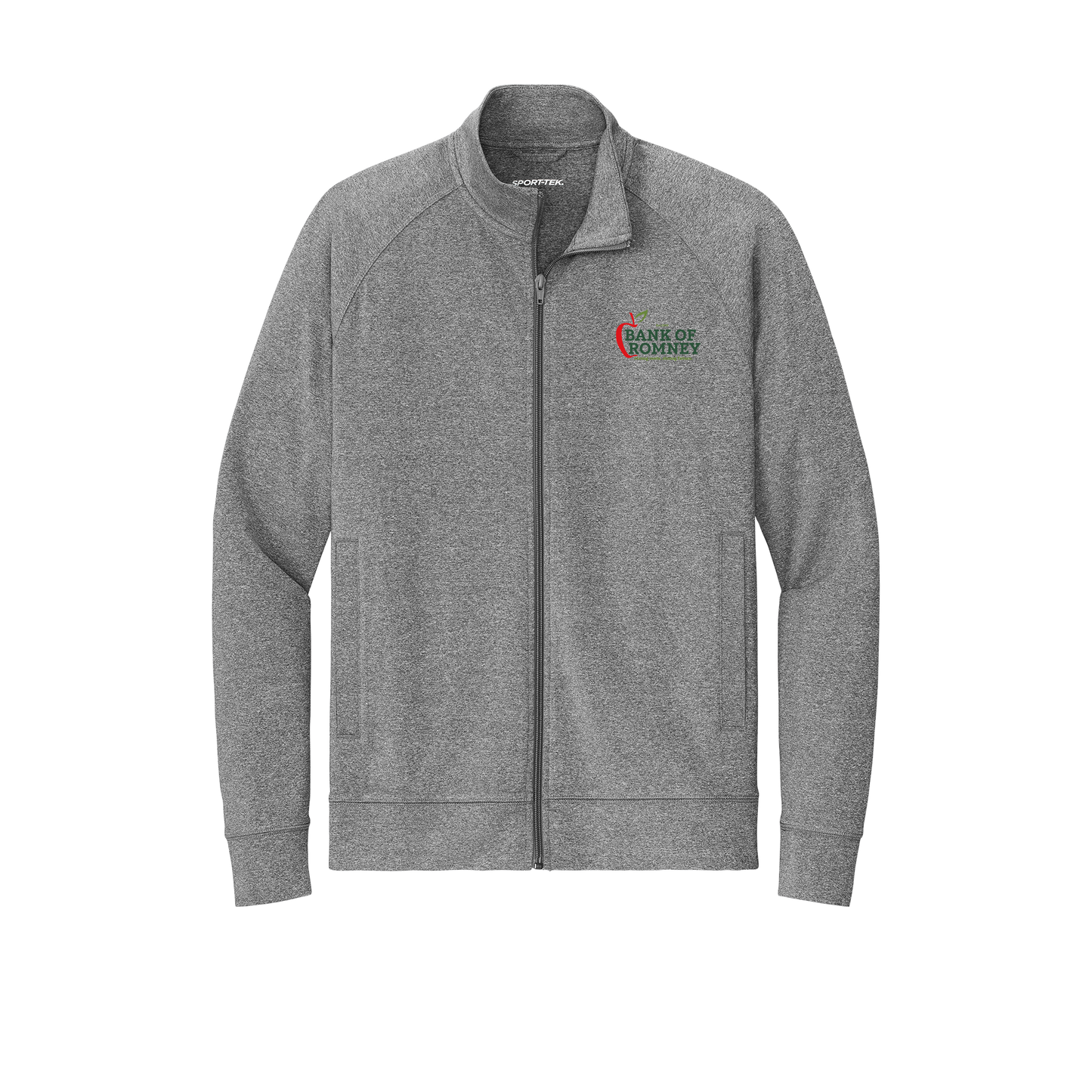 bankofromney-sport-tek-mens-cadet-jacket-embroidery-leftchest-ST857-charcoalgreyheather-flat-front