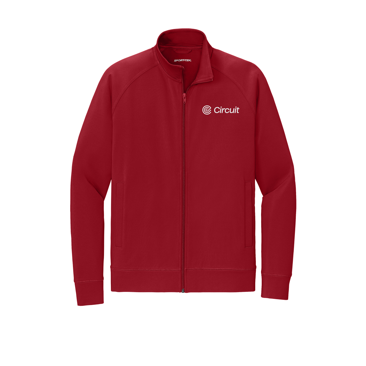 ridecircuit-sport-tek-mens-cadet-jacket-embroidery-leftchest-ST857-deepred-flat-front