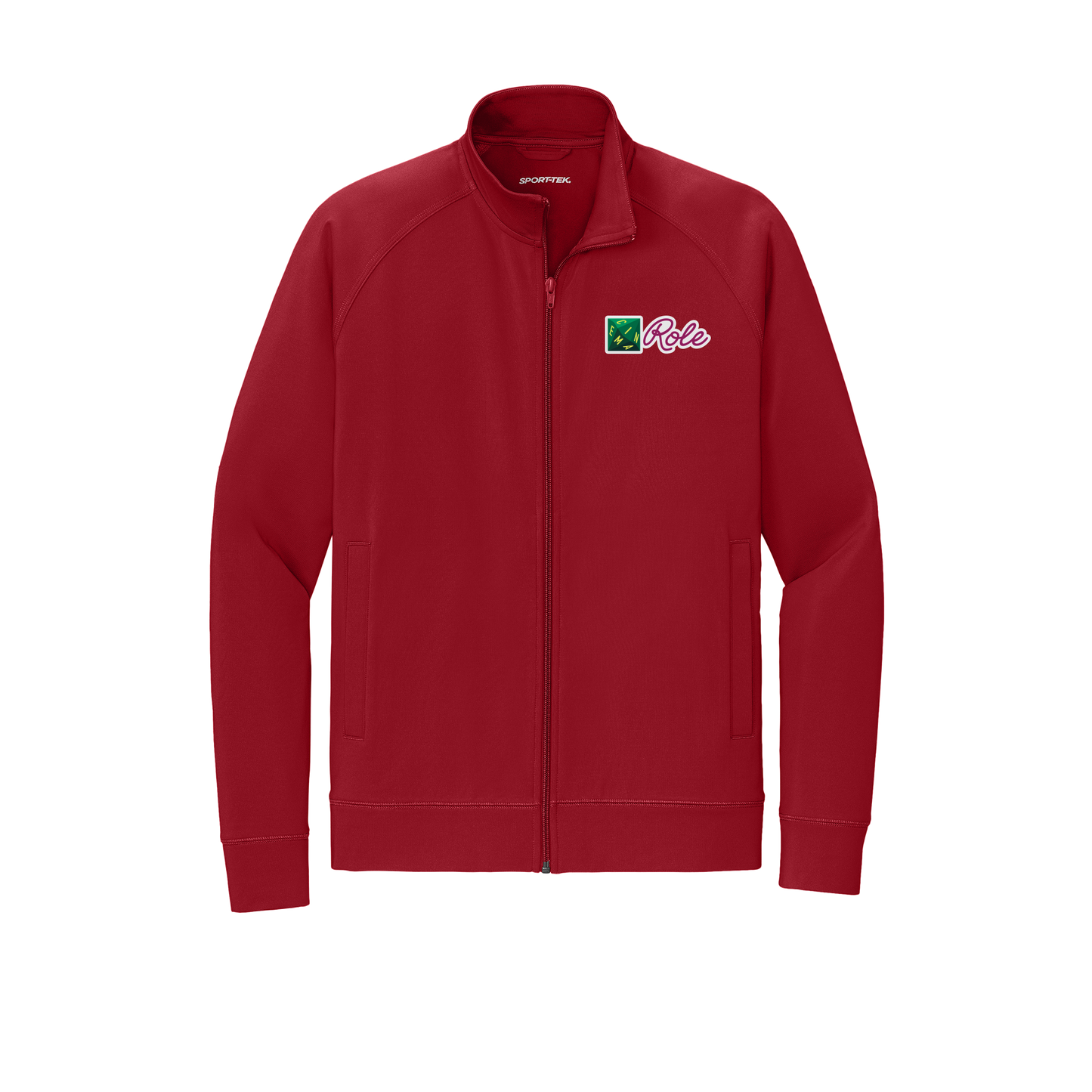 cinemarole-sport-tek-mens-cadet-jacket-embroidery-leftchest-ST857-deepred-flat-front
