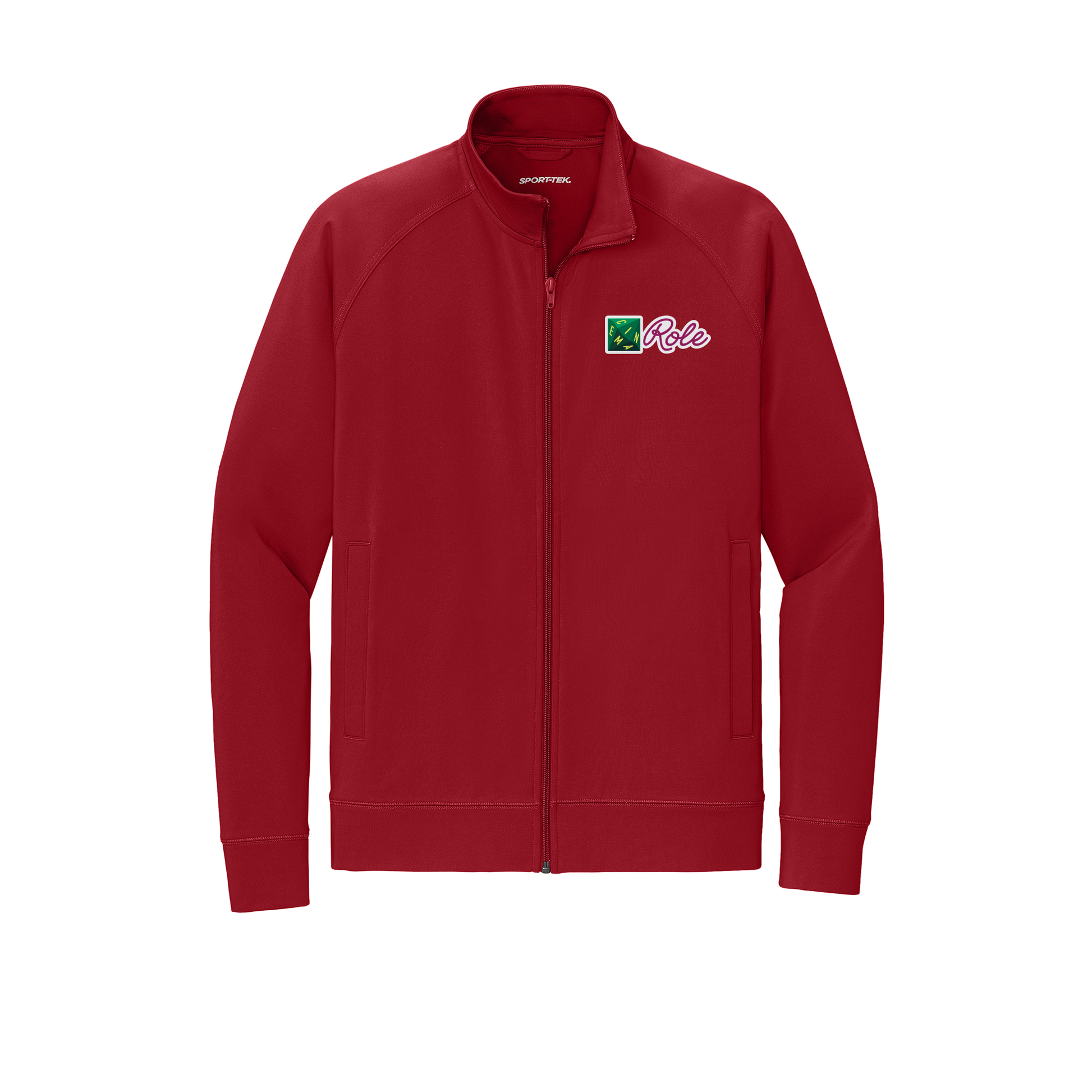 cinemarole-sport-tek-mens-cadet-jacket-embroidery-leftchest-ST857-deepred-flat-front