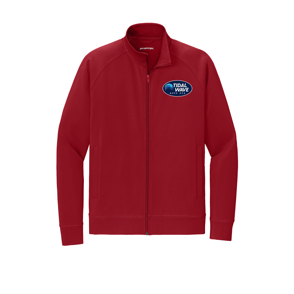 tidalwaveautospa-sport-tek-mens-cadet-jacket-embroidery-leftchest-ST857-deepred-flat-front