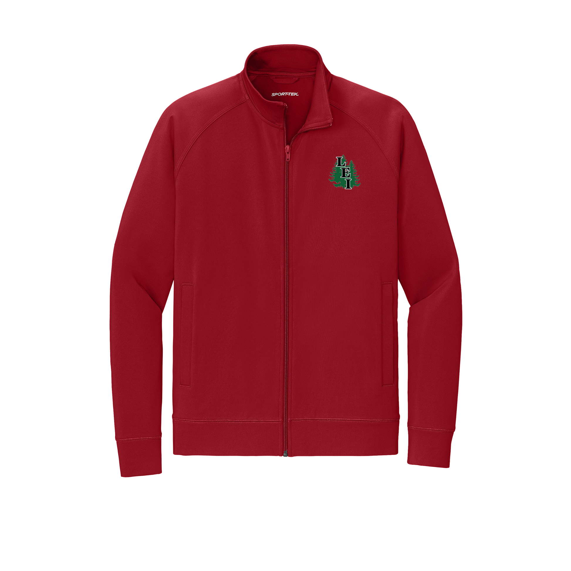 leisite-sport-tek-mens-cadet-jacket-embroidery-leftchest-ST857-deepred-flat-front