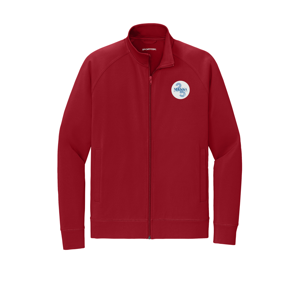 mannaworldwide-sport-tek-mens-cadet-jacket-embroidery-leftchest-ST857-deepred-flat-front