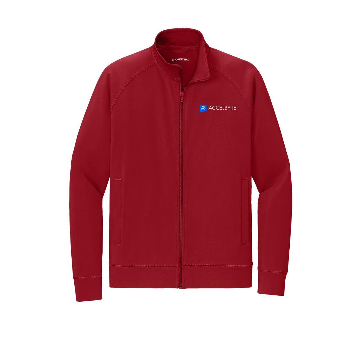 accelbyte-sport-tek-mens-cadet-jacket-embroidery-leftchest-ST857-deepred-flat-front