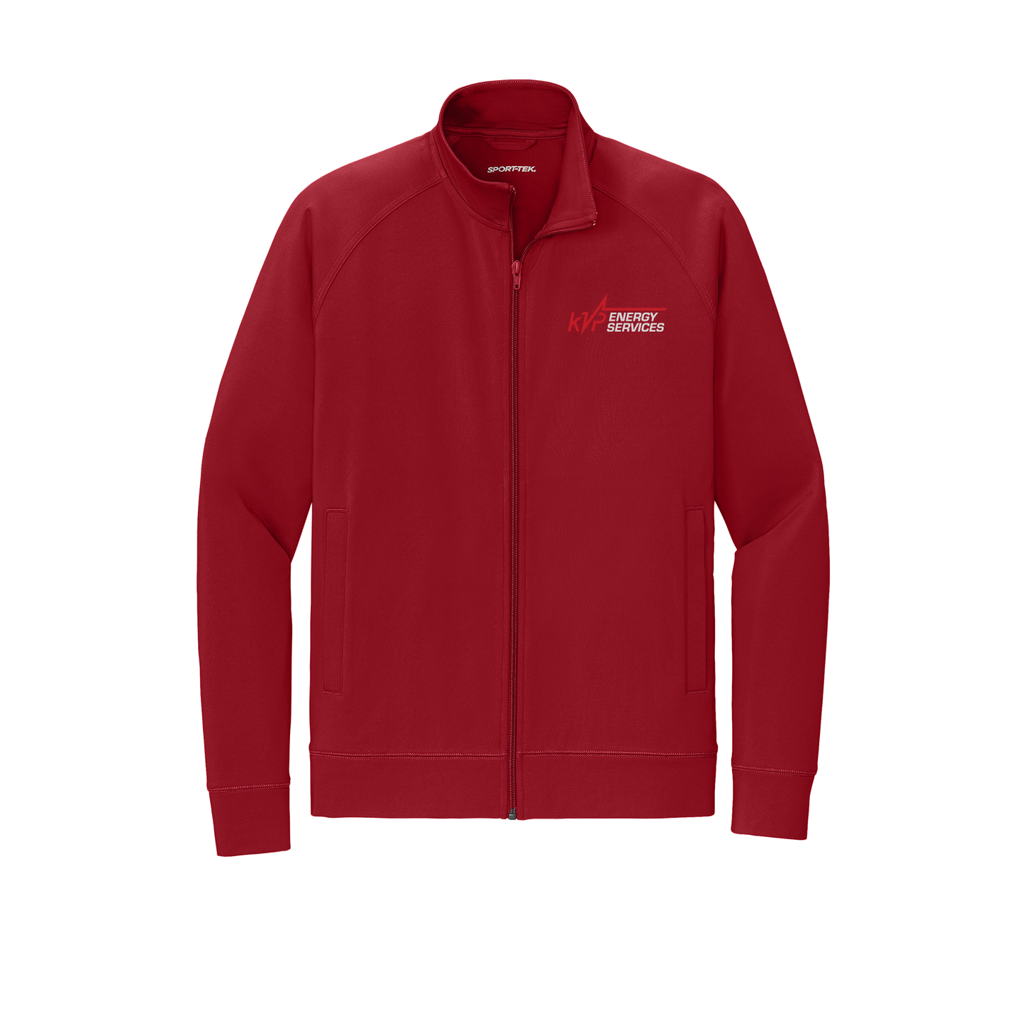 kvpenergy-sport-tek-mens-cadet-jacket-embroidery-leftchest-ST857-deepred-flat-front