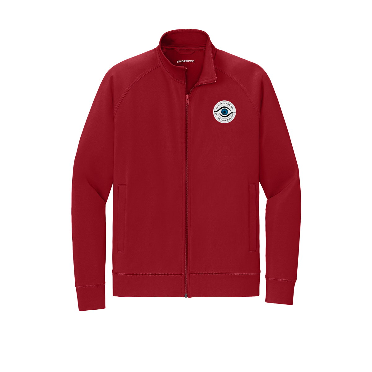 novaeyedocs-sport-tek-mens-cadet-jacket-embroidery-leftchest-ST857-deepred-flat-front