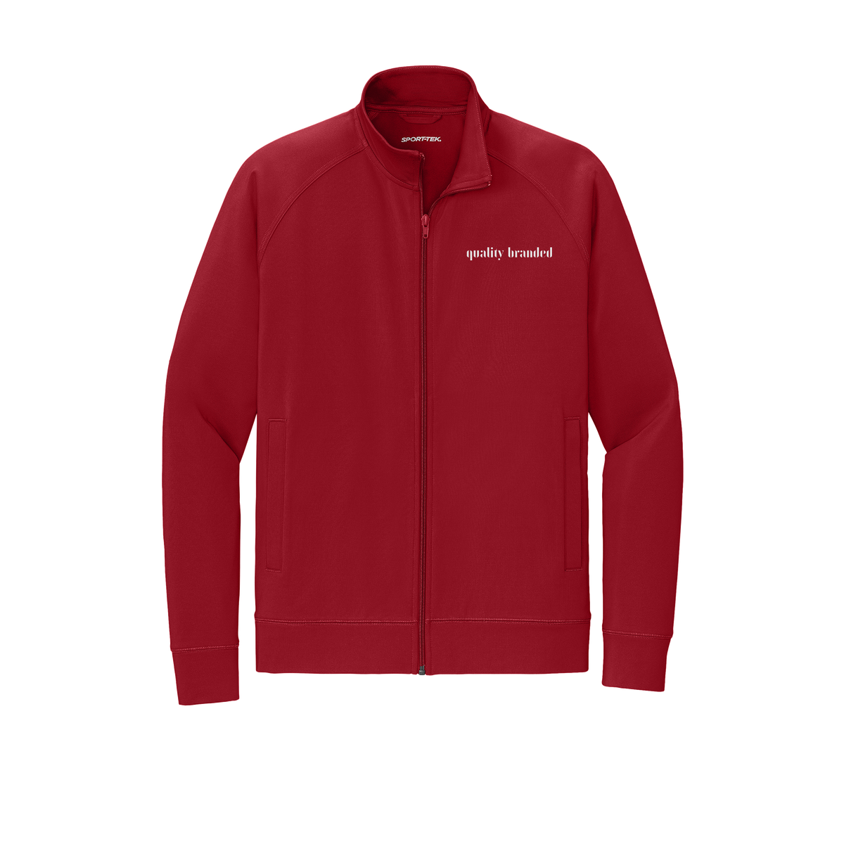 qualitybranded-sport-tek-mens-cadet-jacket-embroidery-leftchest-ST857-deepred-flat-front