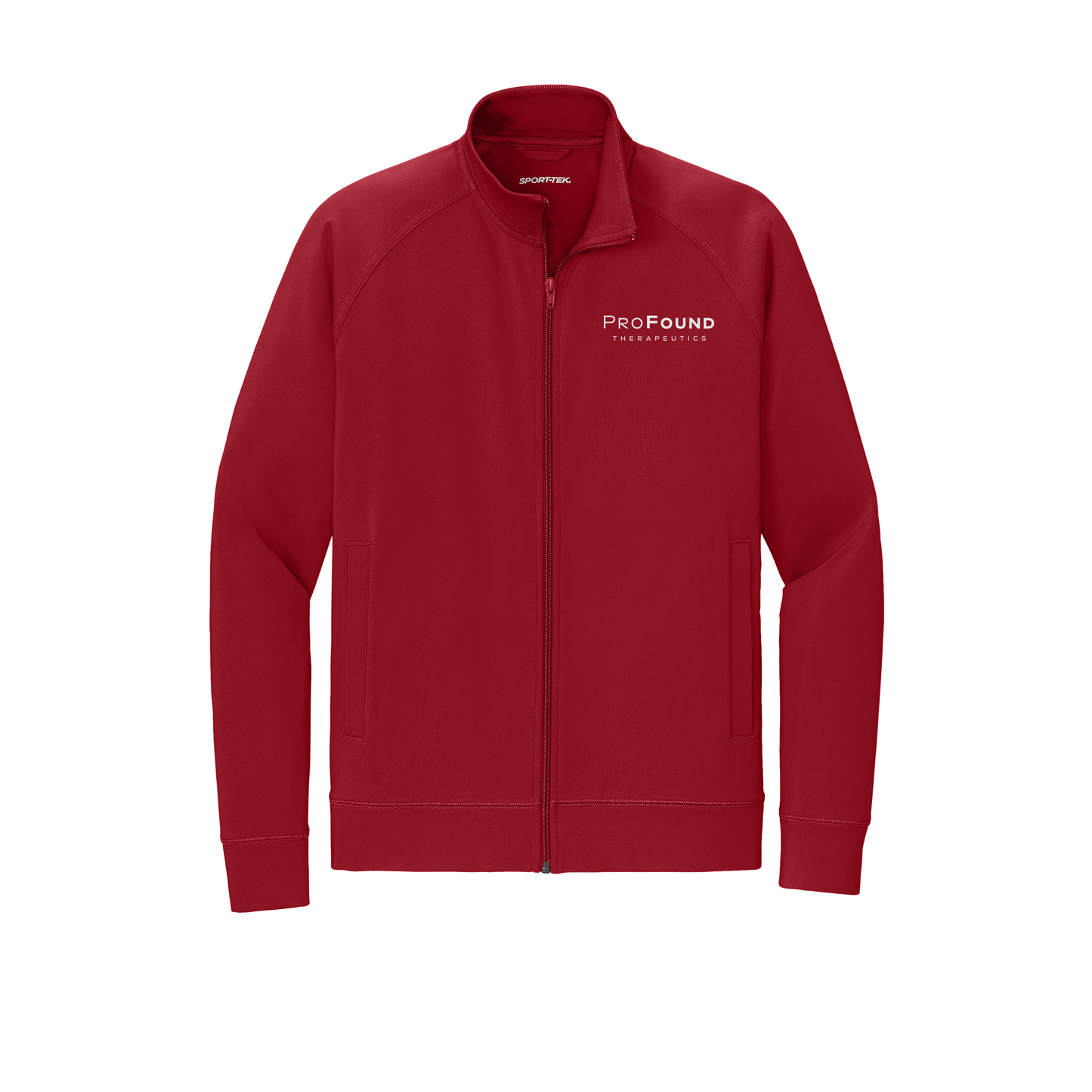 profoundtx-sport-tek-mens-cadet-jacket-embroidery-leftchest-ST857-deepred-flat-front