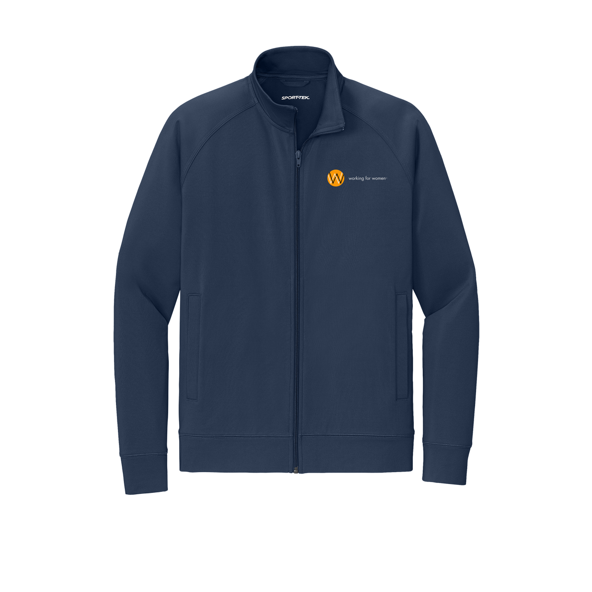 workingforwomen-sport-tek-mens-cadet-jacket-embroidery-leftchest-ST857-truenavy-flat-front