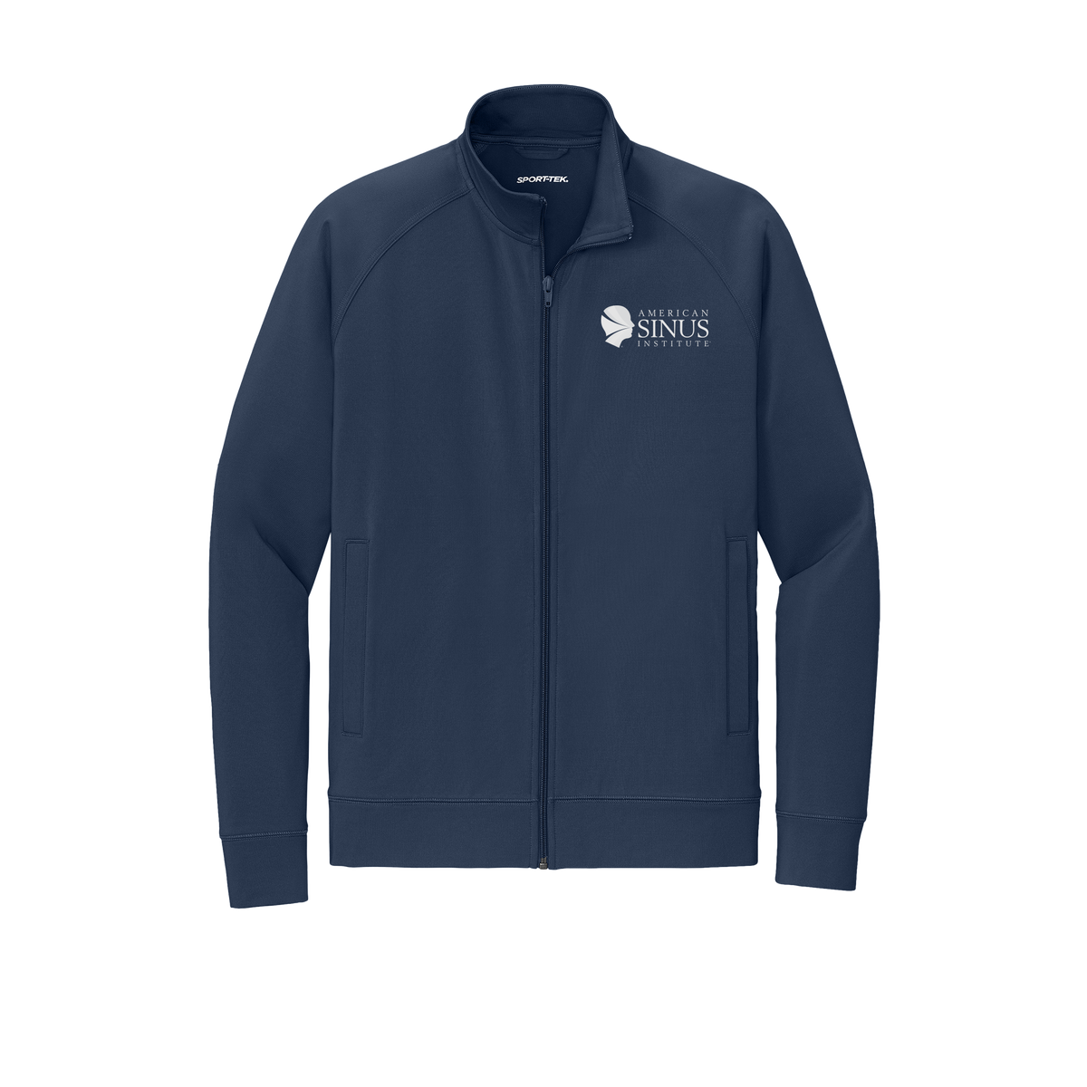 americansinus-sport-tek-mens-cadet-jacket-embroidery-leftchest-ST857-truenavy-flat-front