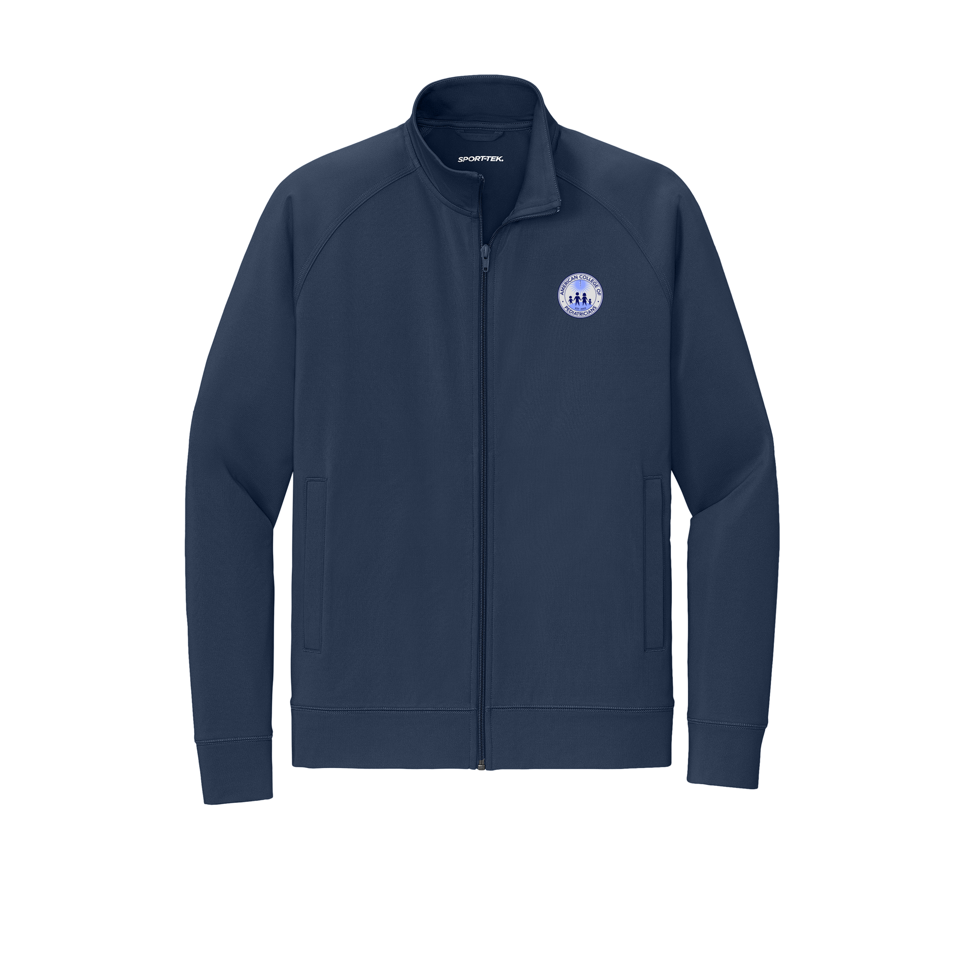 acpeds-sport-tek-mens-cadet-jacket-embroidery-leftchest-ST857-truenavy-flat-front