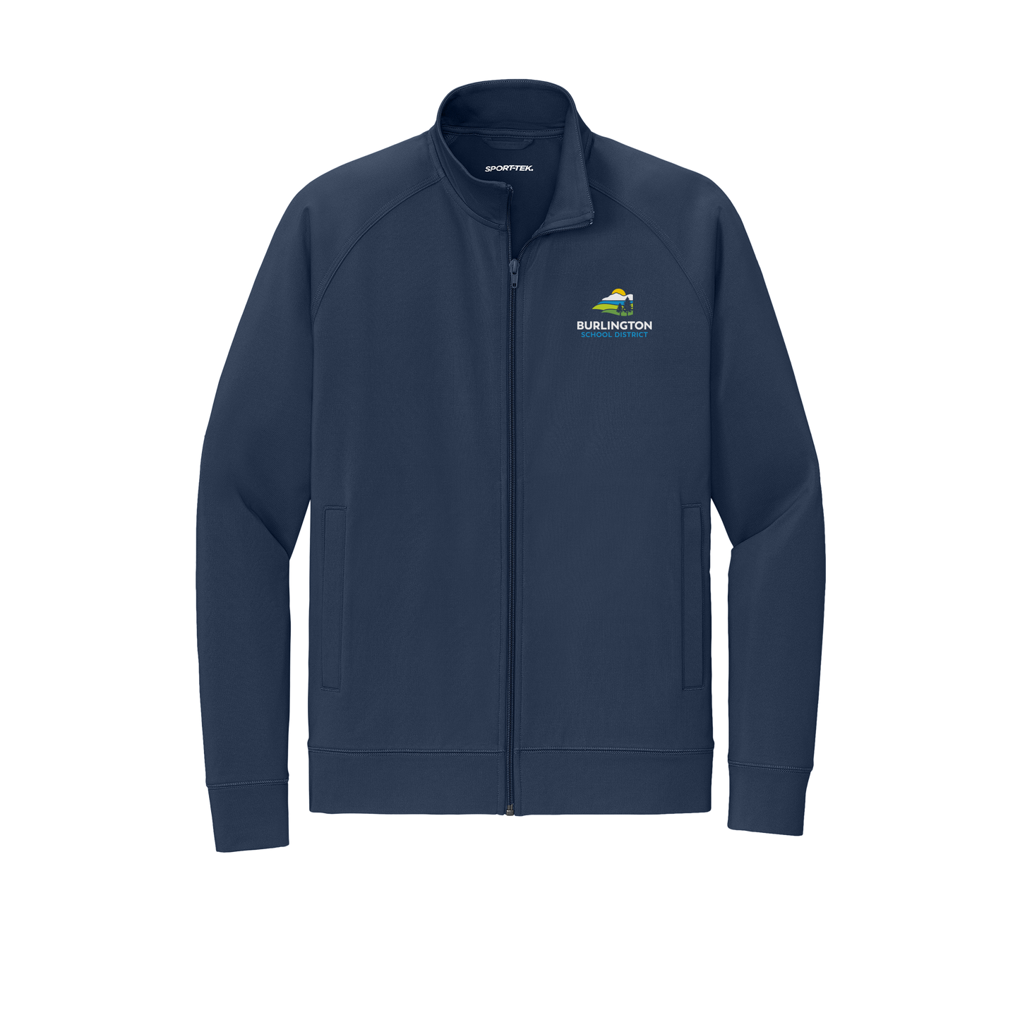 bsdvt-sport-tek-mens-cadet-jacket-embroidery-leftchest-ST857-truenavy-flat-front