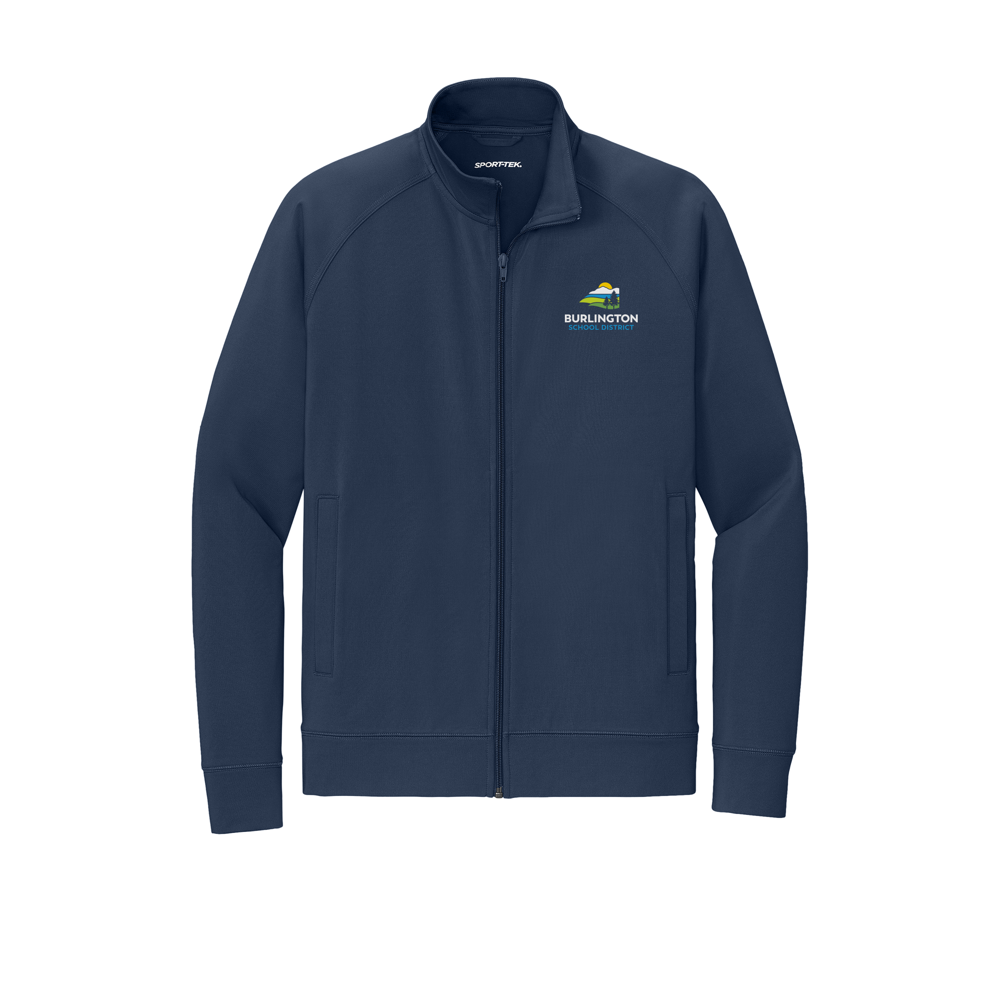 bsdvt-sport-tek-mens-cadet-jacket-embroidery-leftchest-ST857-truenavy-flat-front