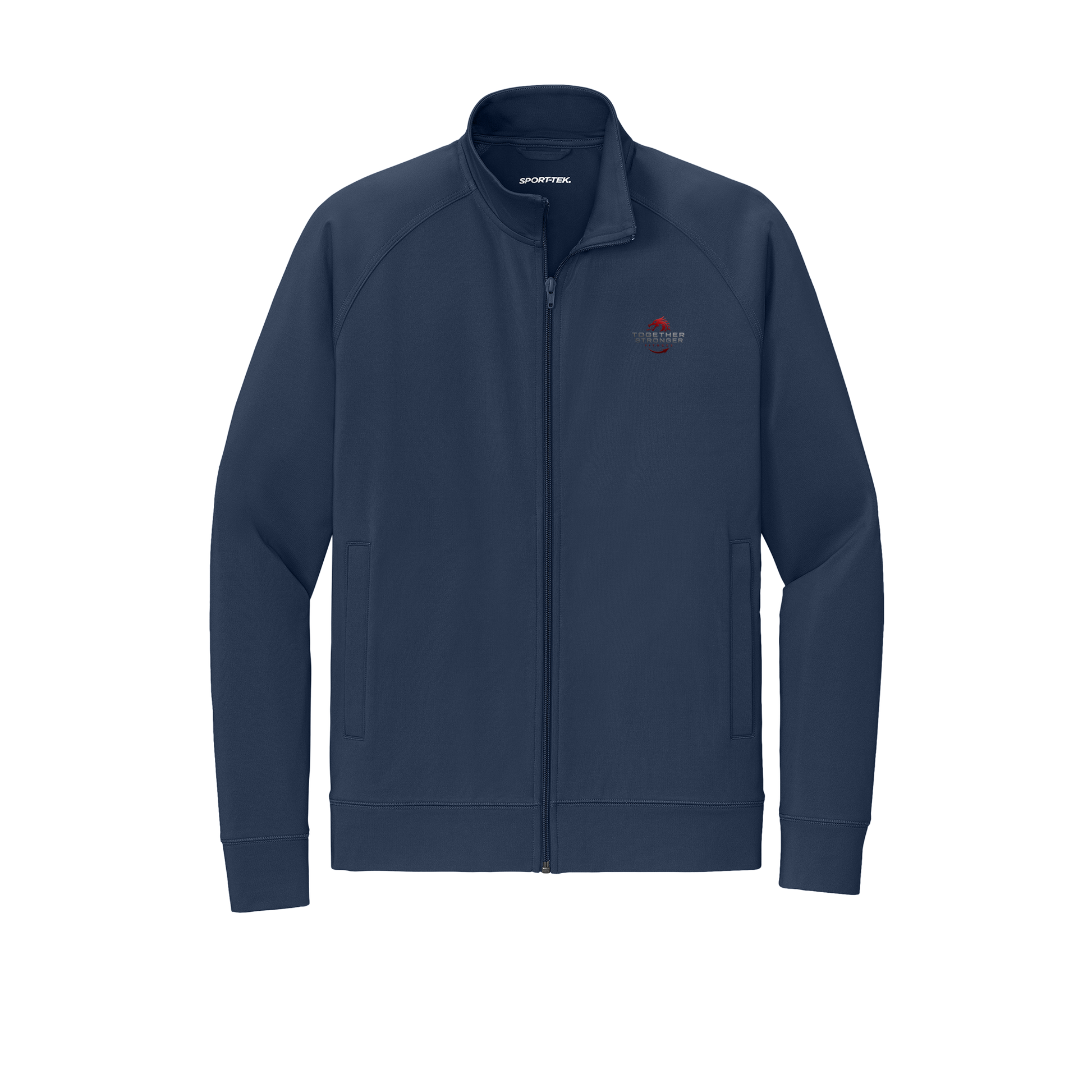 togetherstrongerfitness-sport-tek-mens-cadet-jacket-embroidery-leftchest-ST857-truenavy-flat-front