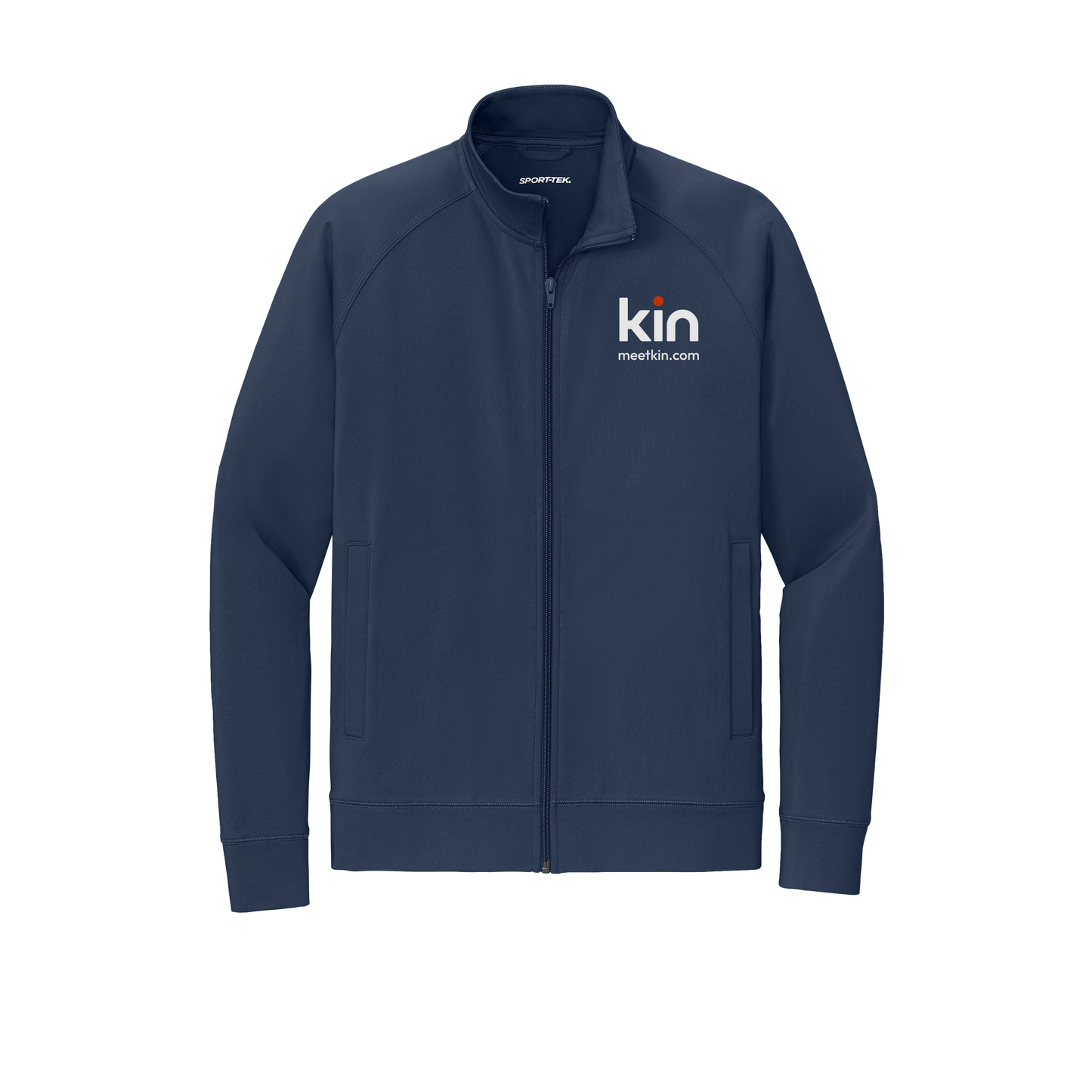 kin-sport-tek-mens-cadet-jacket-embroidery-leftchest-ST857-truenavy-flat-front