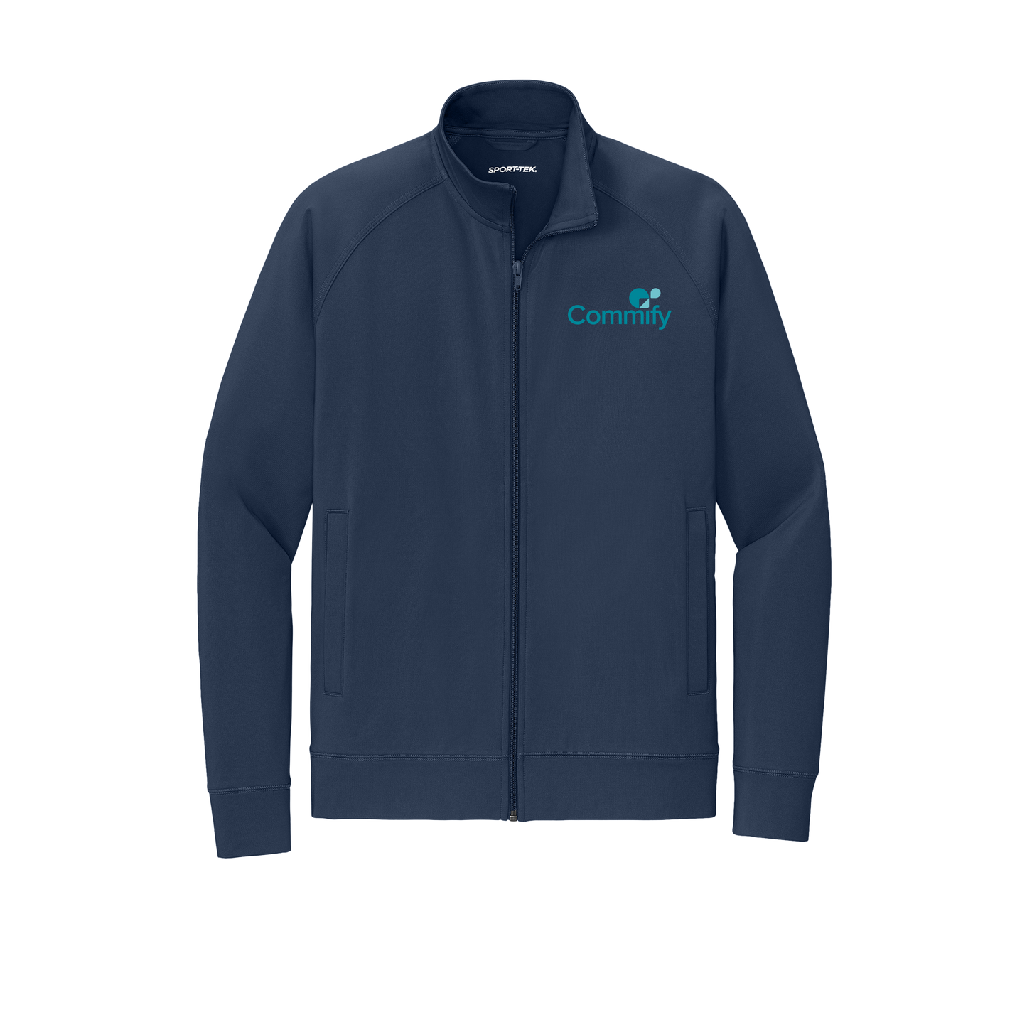 commify-sport-tek-mens-cadet-jacket-embroidery-leftchest-ST857-truenavy-flat-front
