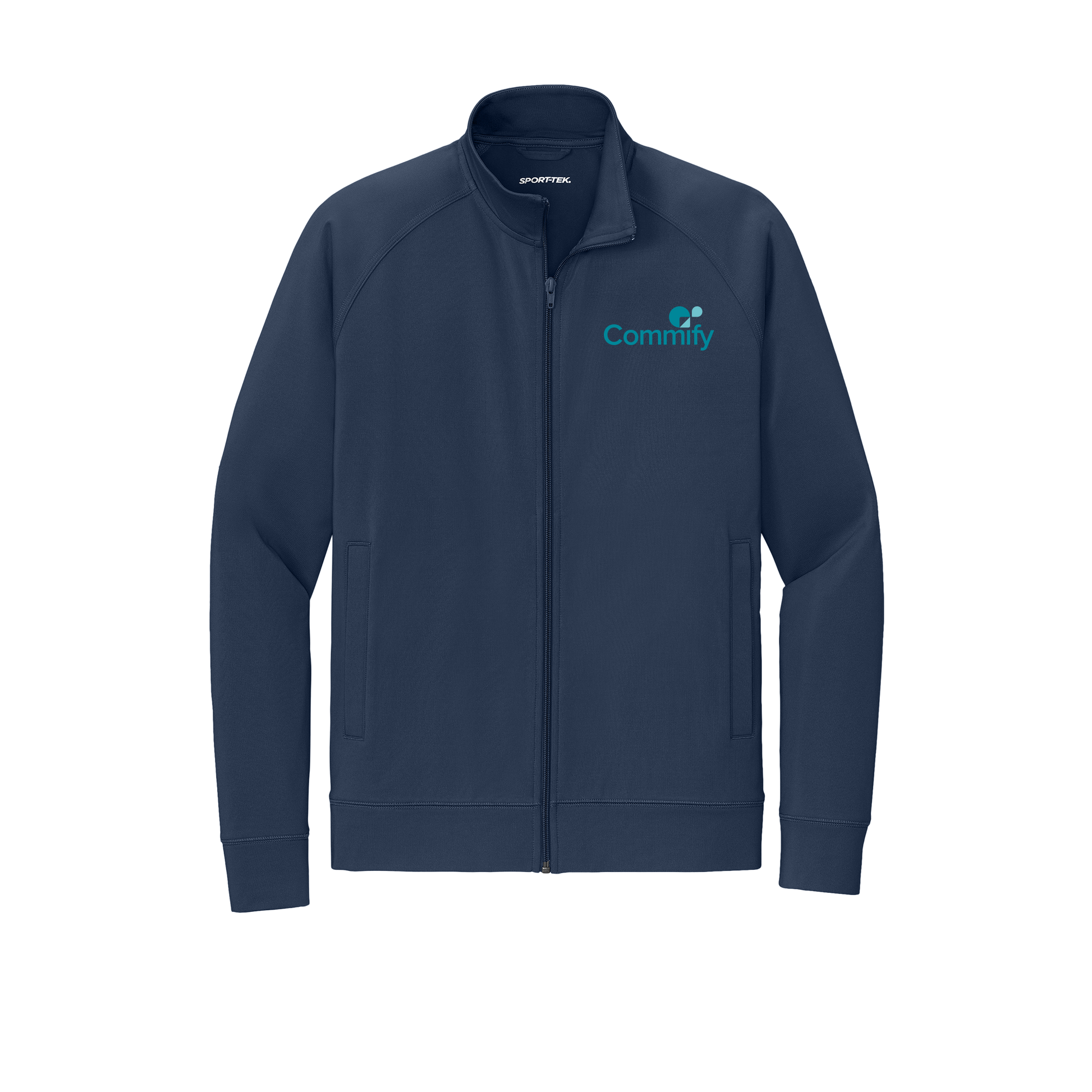 commify-sport-tek-mens-cadet-jacket-embroidery-leftchest-ST857-truenavy-flat-front