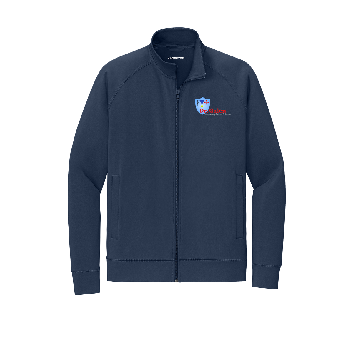 drgalen-sport-tek-mens-cadet-jacket-embroidery-leftchest-ST857-truenavy-flat-front