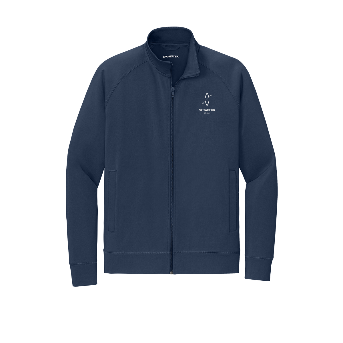 voyageurgroup-sport-tek-mens-cadet-jacket-embroidery-leftchest-ST857-truenavy-flat-front