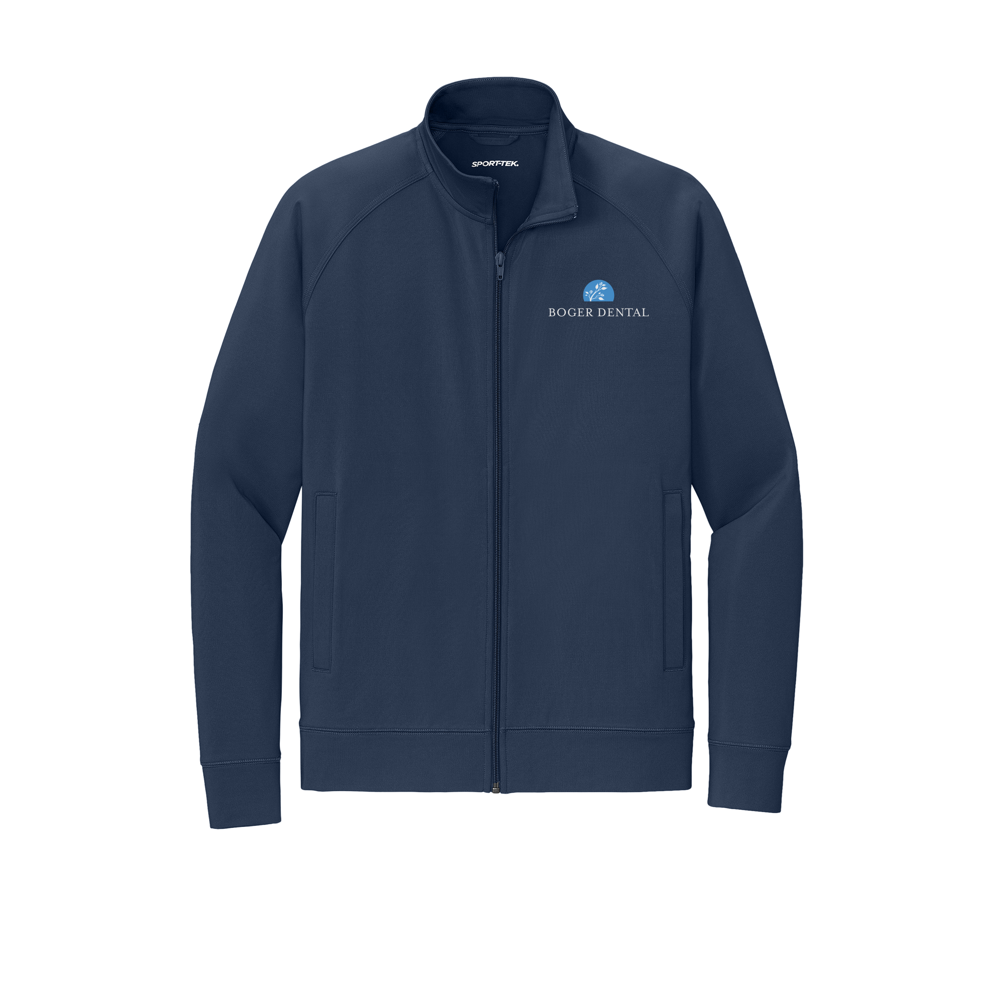 boger-dental-sport-tek-mens-cadet-jacket-embroidery-leftchest-ST857-truenavy-flat-front