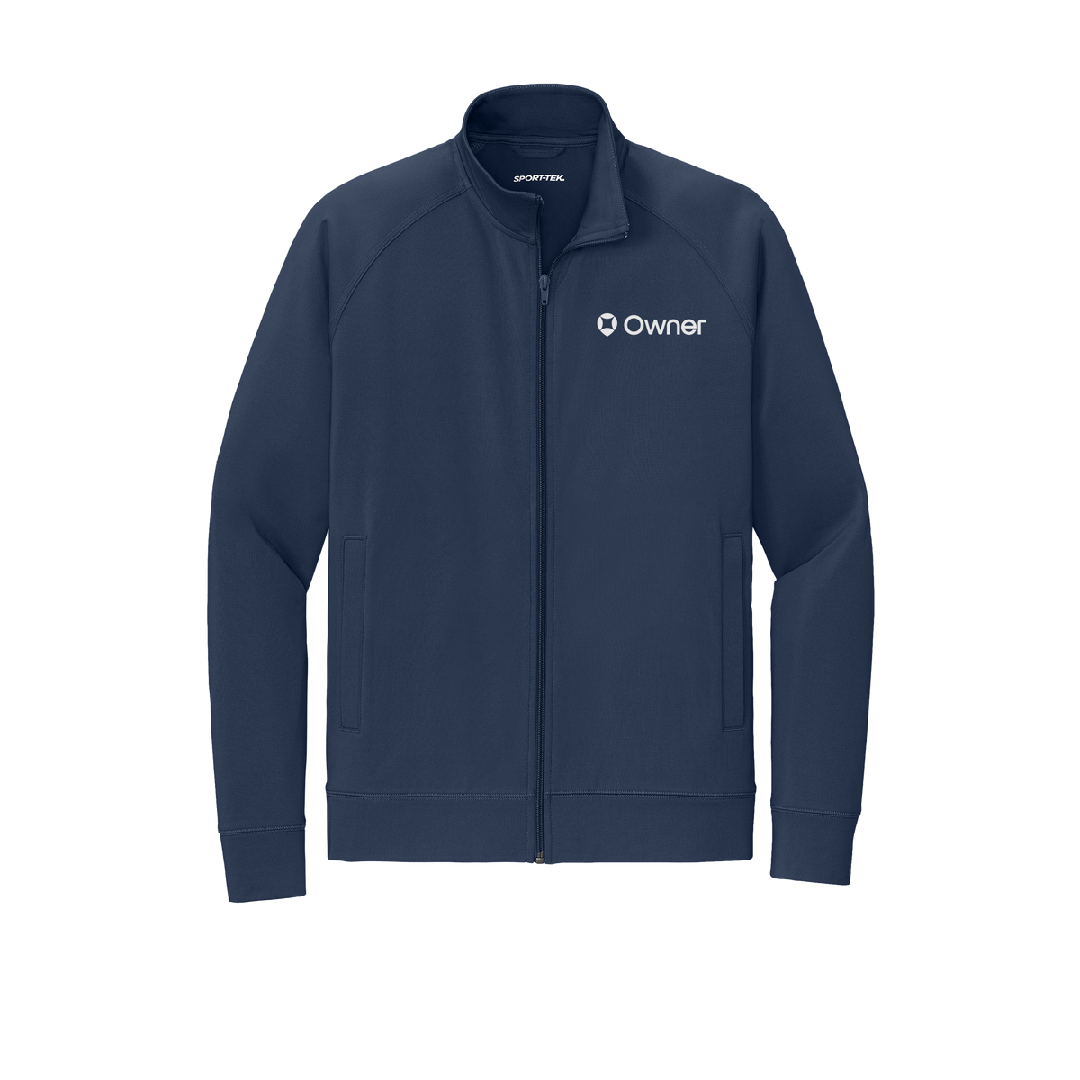 owner-sport-tek-mens-cadet-jacket-embroidery-leftchest-ST857-truenavy-flat-front