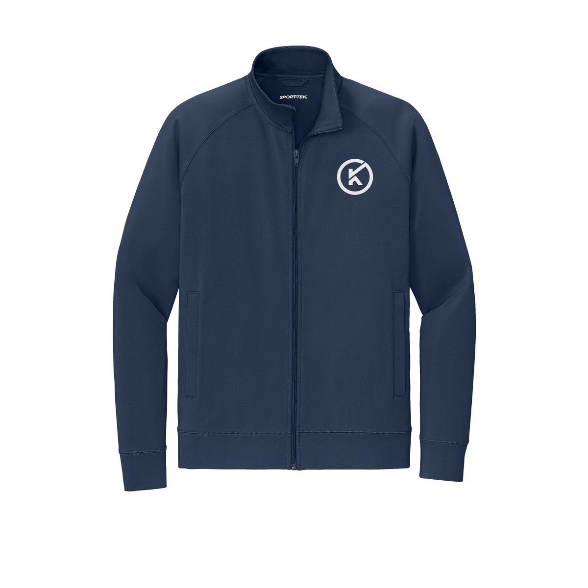kitmanlabs-sport-tek-mens-cadet-jacket-embroidery-leftchest-ST857-truenavy-flat-front