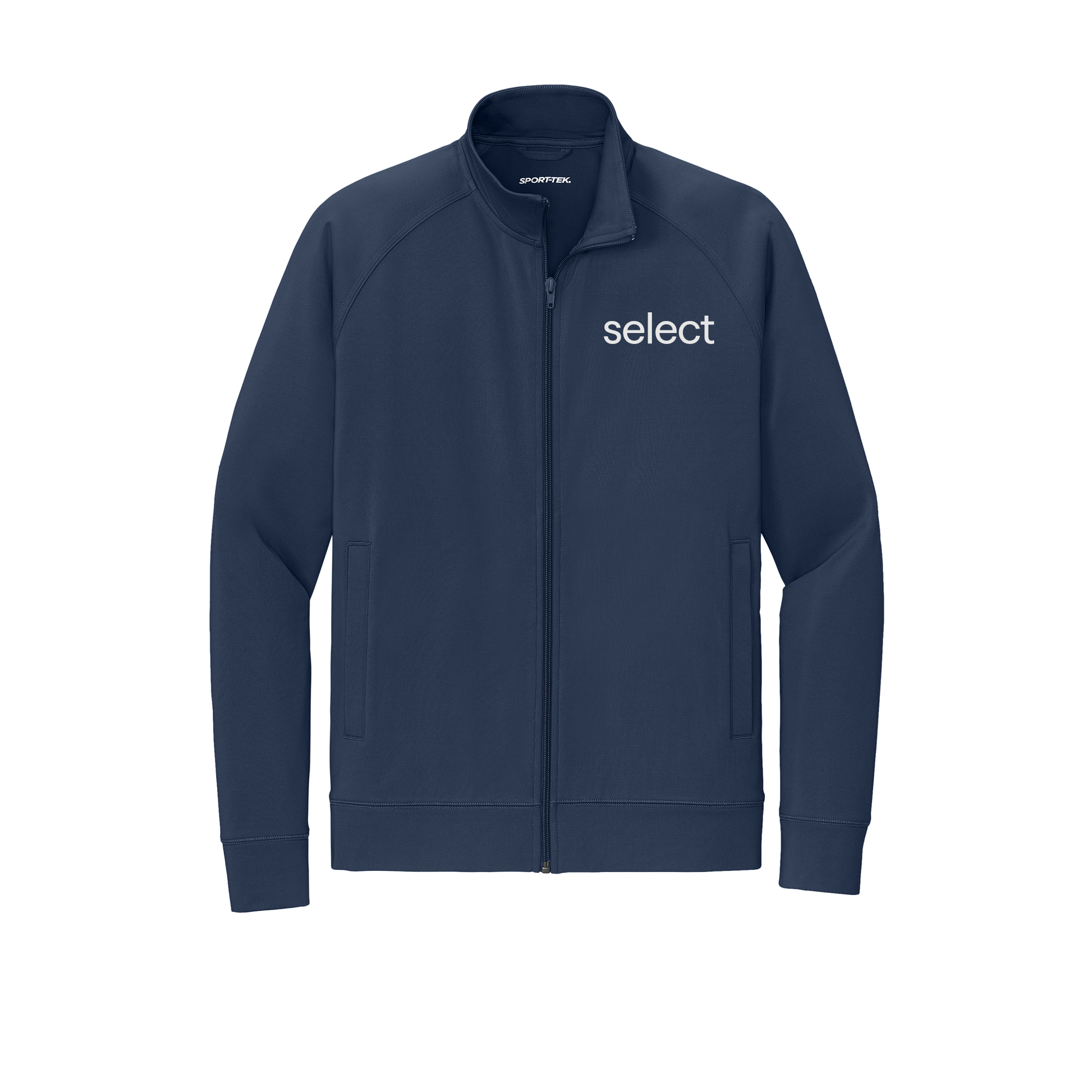 meetselect-sport-tek-mens-cadet-jacket-embroidery-leftchest-ST857-truenavy-flat-front