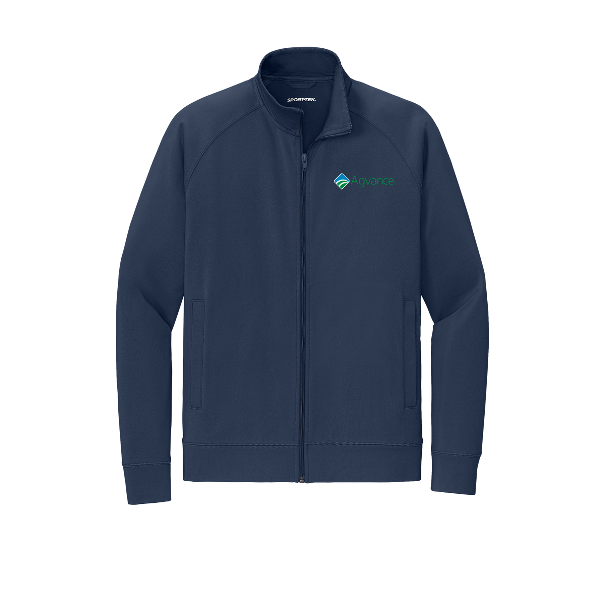 agvance-sport-tek-mens-cadet-jacket-embroidery-leftchest-ST857-truenavy-flat-front