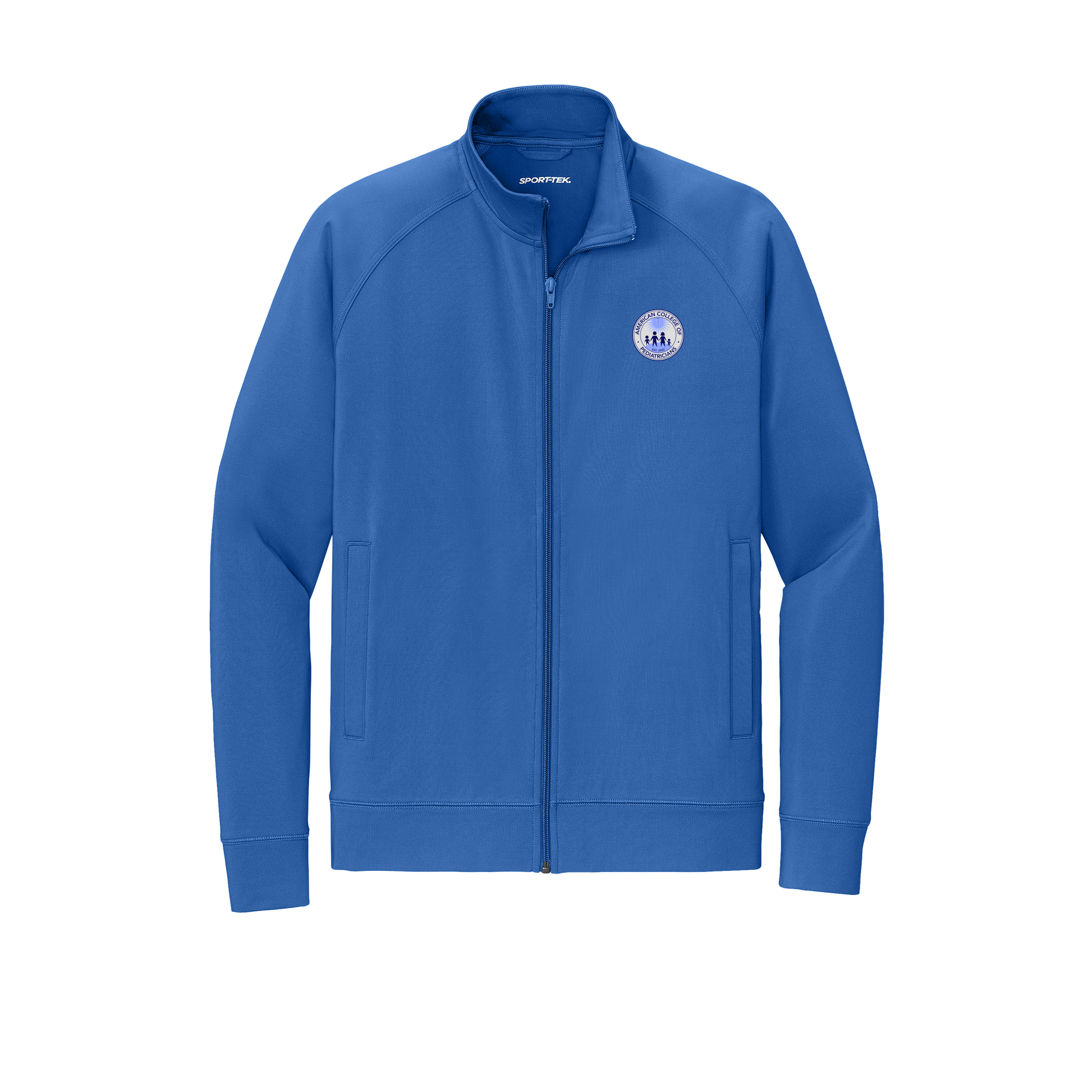 acpeds-sport-tek-mens-cadet-jacket-embroidery-leftchest-ST857-trueroyal-flat-front