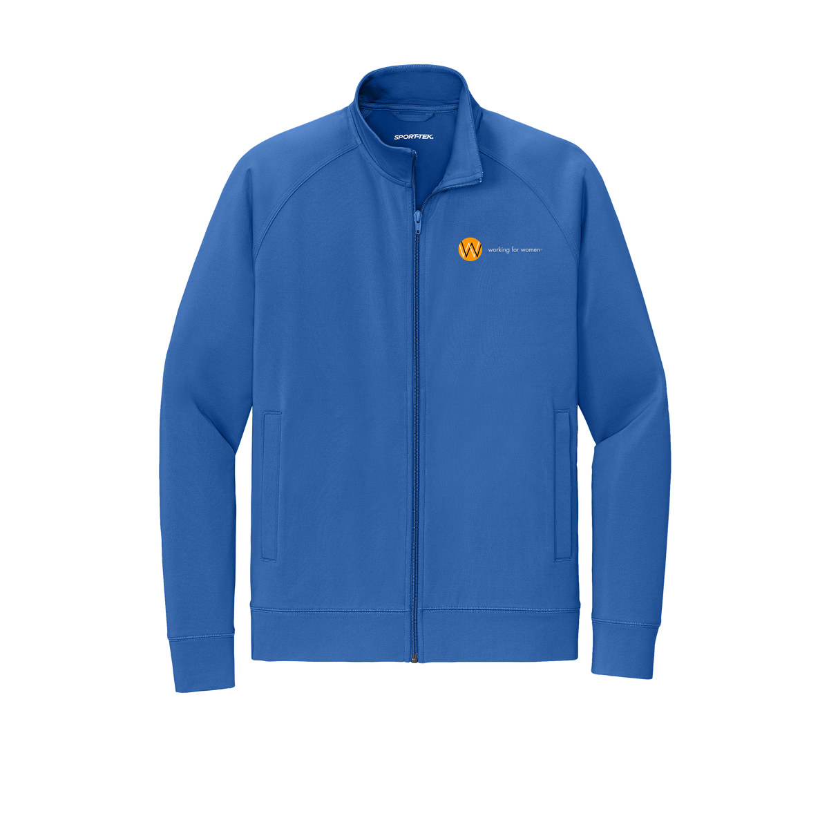 workingforwomen-sport-tek-mens-cadet-jacket-embroidery-leftchest-ST857-trueroyal-flat-front