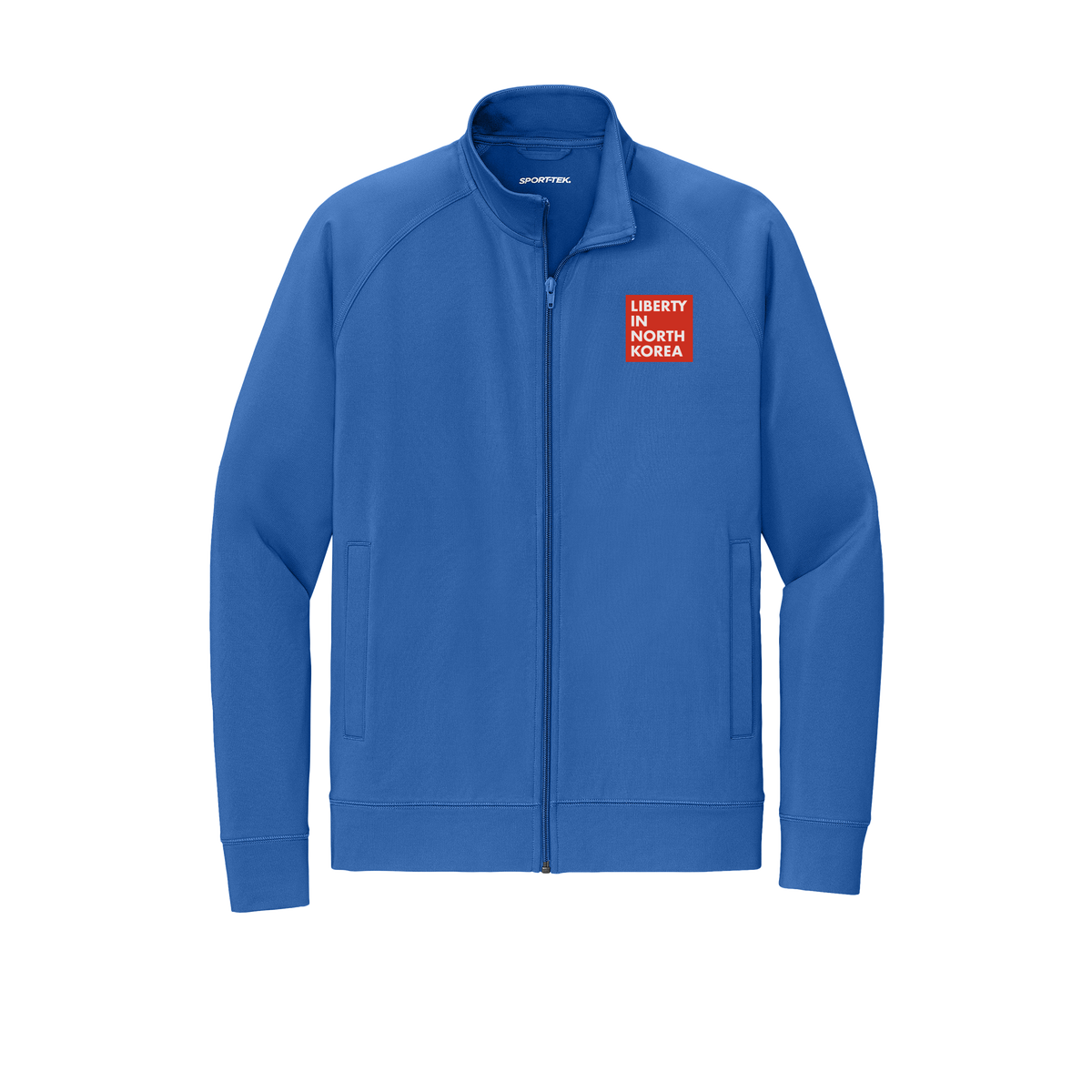 libertyinnorthkorea-sport-tek-mens-cadet-jacket-embroidery-leftchest-ST857-trueroyal-flat-front
