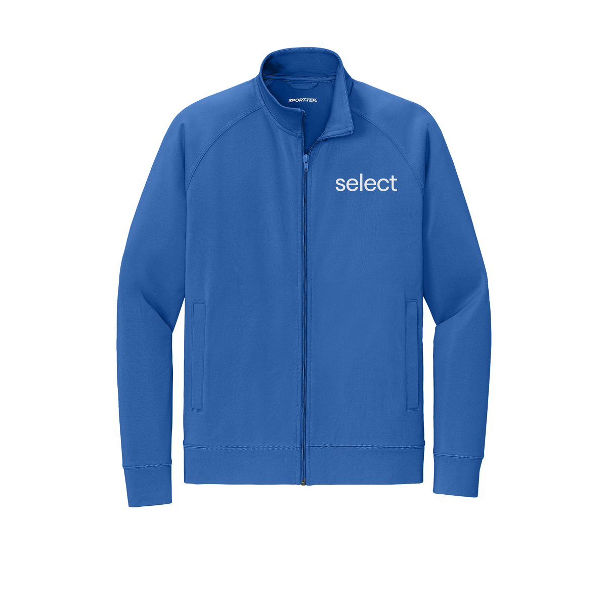 meetselect-sport-tek-mens-cadet-jacket-embroidery-leftchest-ST857-trueroyal-flat-front