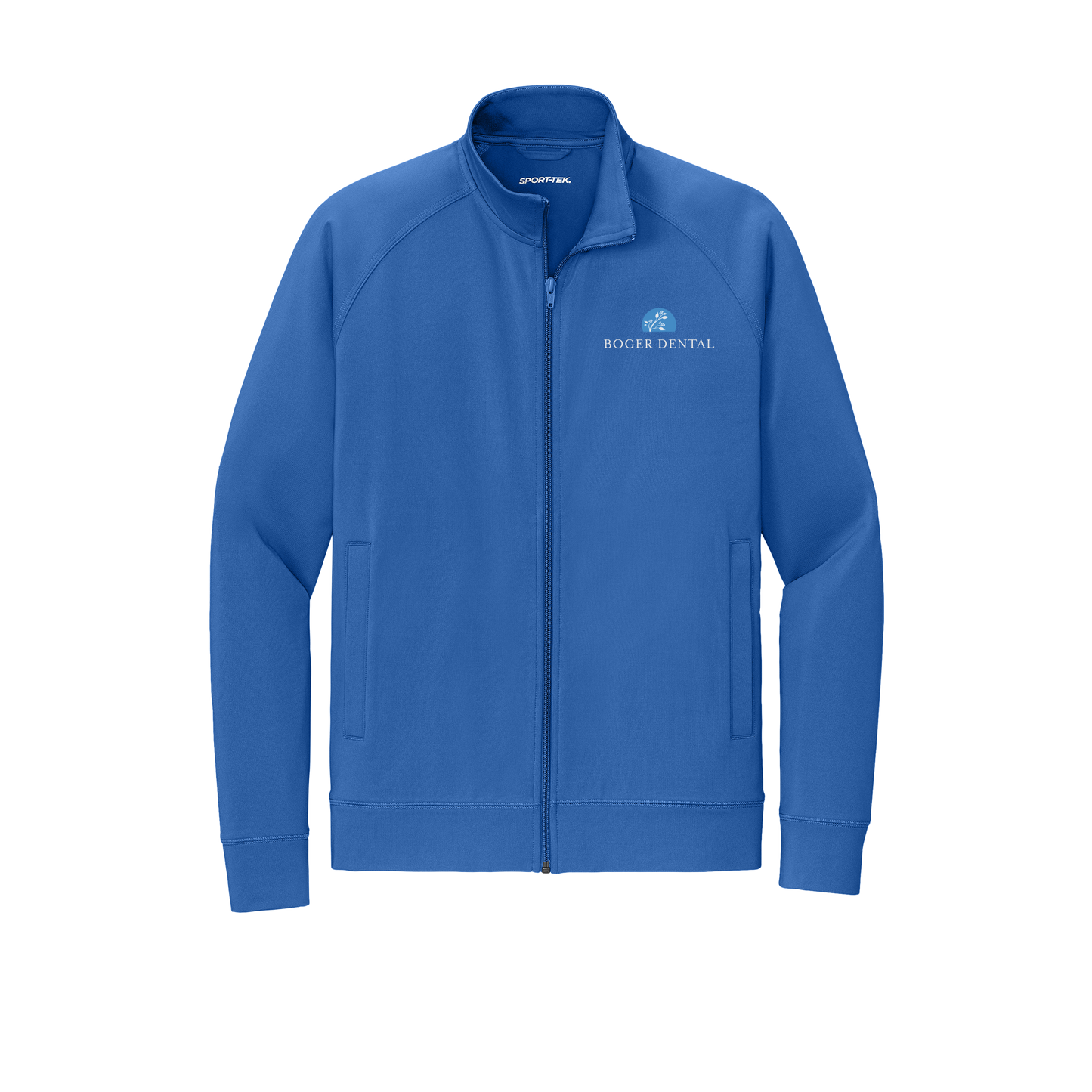 boger-dental-sport-tek-mens-cadet-jacket-embroidery-leftchest-ST857-trueroyal-flat-front