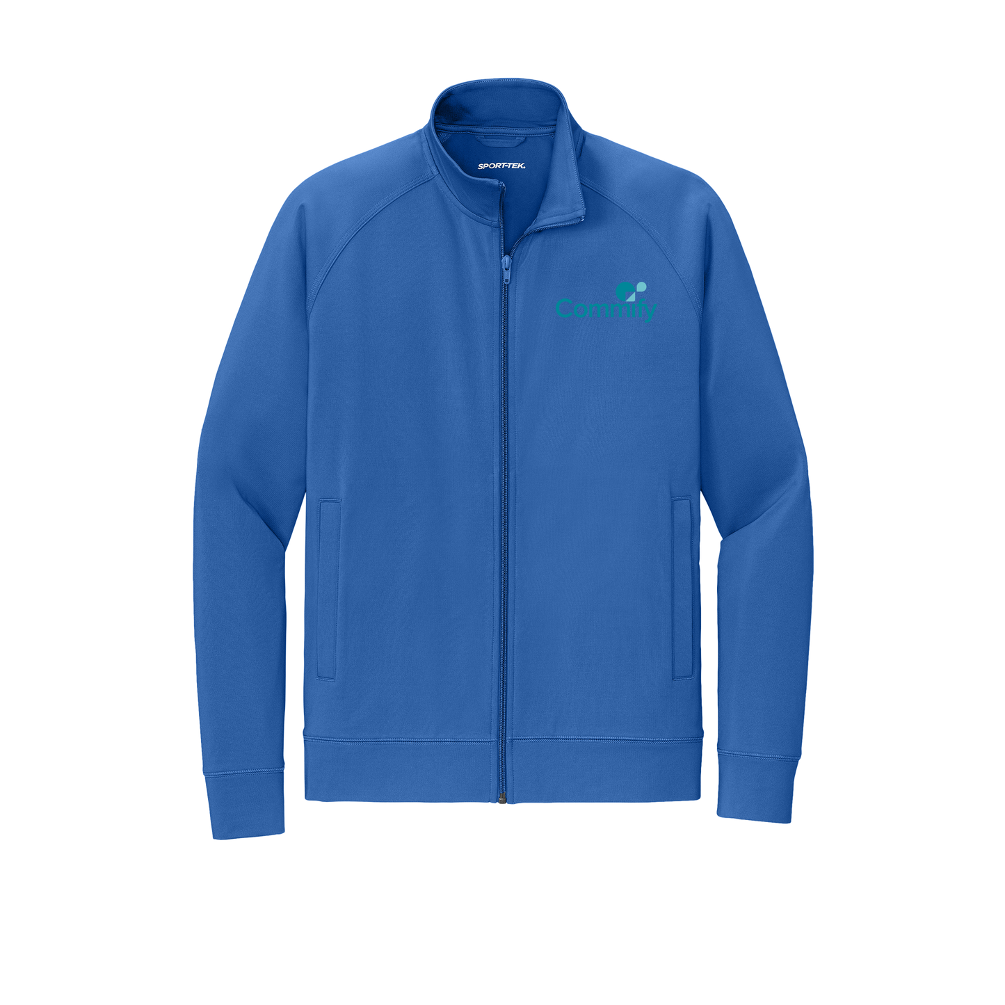 commify-sport-tek-mens-cadet-jacket-embroidery-leftchest-ST857-trueroyal-flat-front