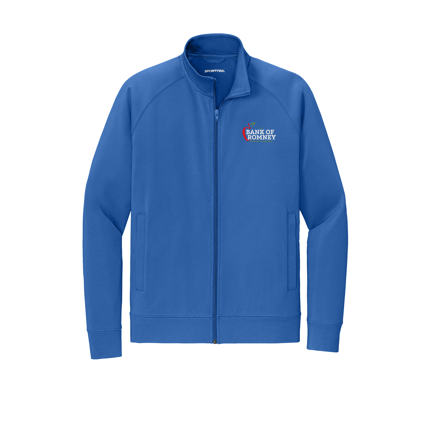 bankofromney-sport-tek-mens-cadet-jacket-embroidery-leftchest-ST857-trueroyal-flat-front