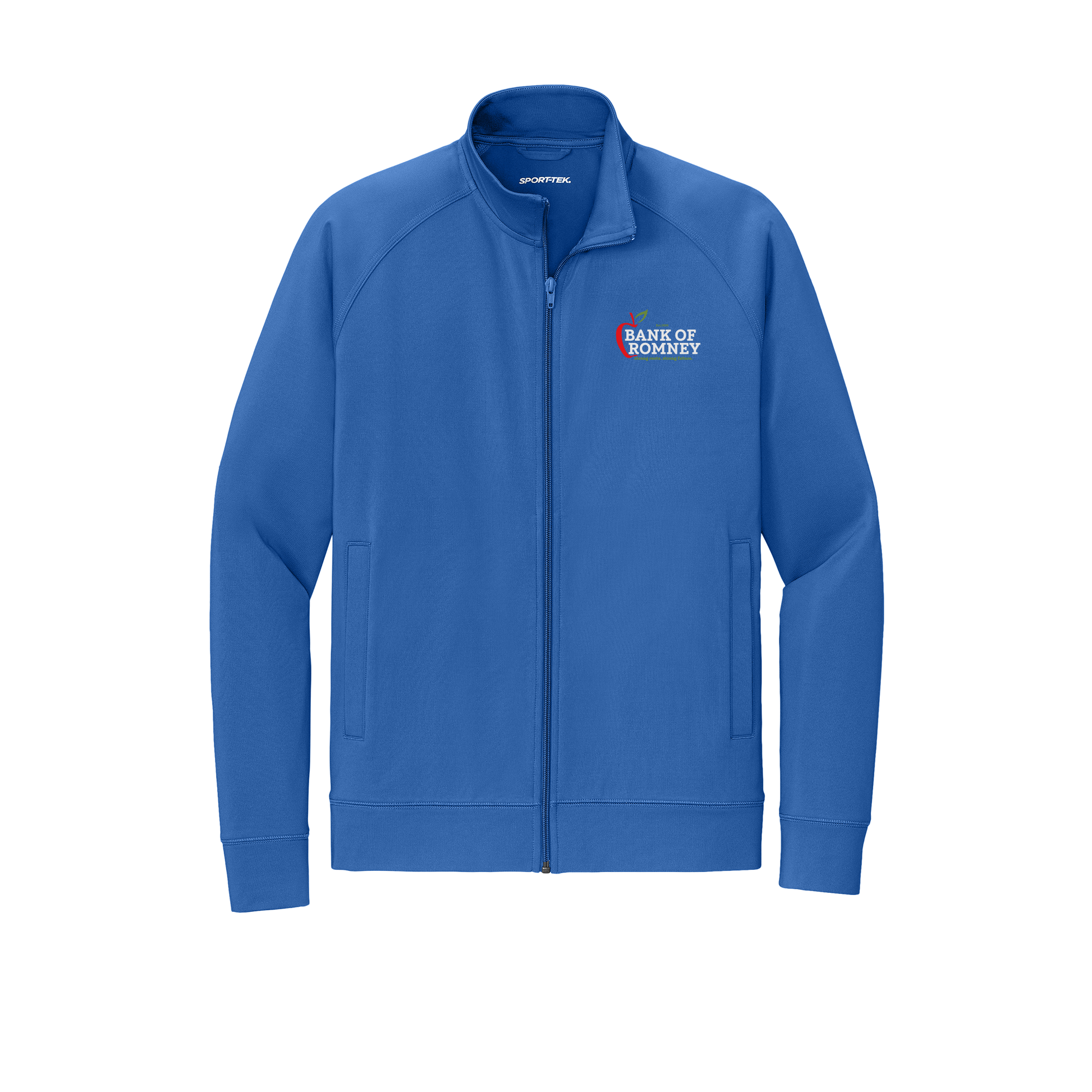 bankofromney-sport-tek-mens-cadet-jacket-embroidery-leftchest-ST857-trueroyal-flat-front
