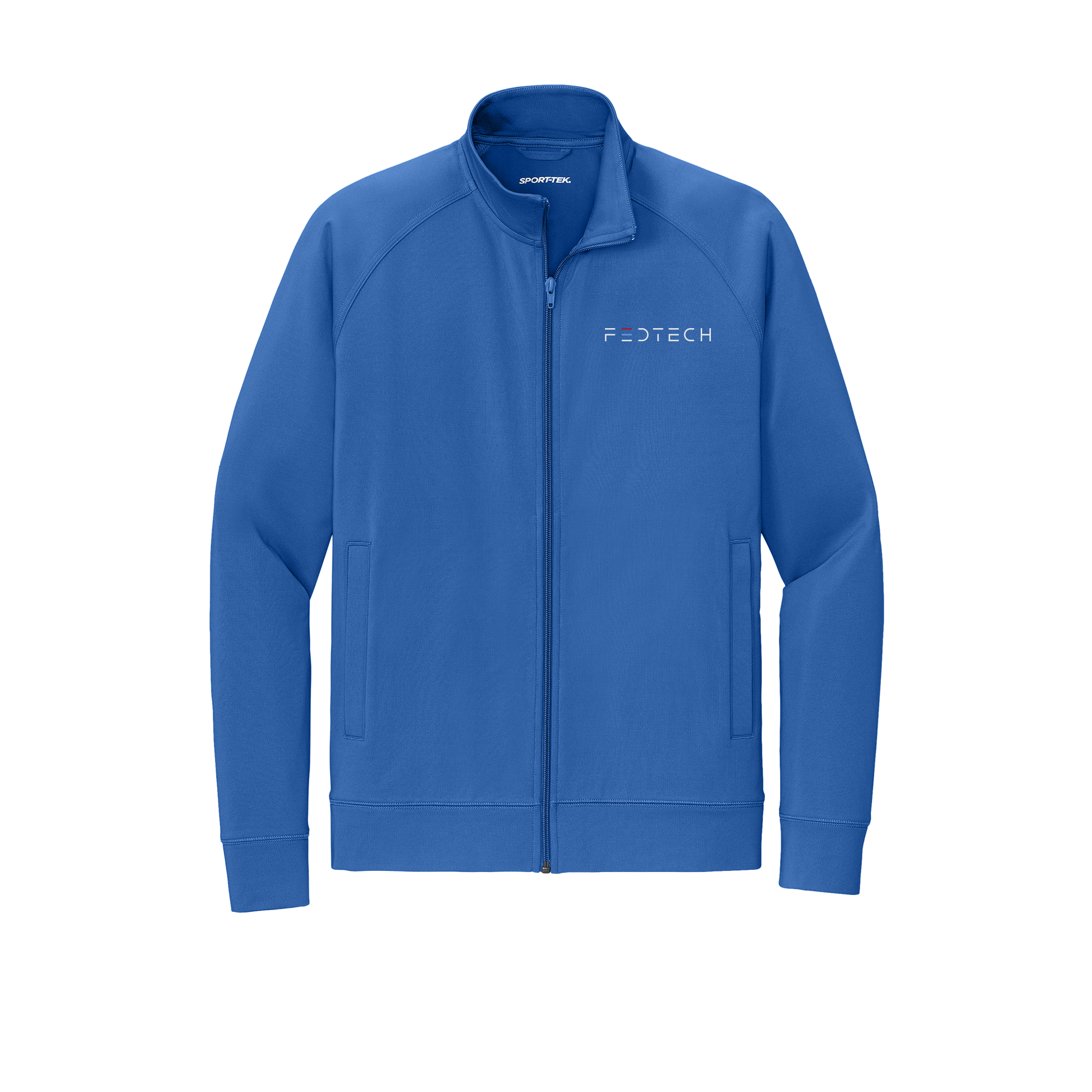 fedtech-sport-tek-mens-cadet-jacket-embroidery-leftchest-ST857-trueroyal-flat-front