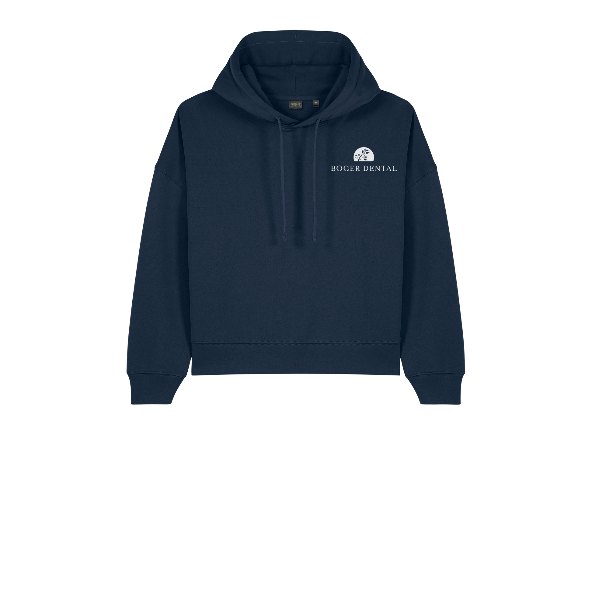 boger-dental-womens-organic-mid-weight-hoodie-embroidery-leftchest-SXW035-frenchnavy-flat-front
