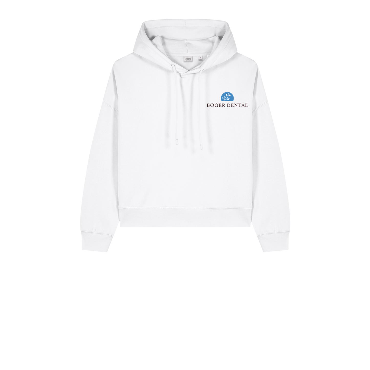 boger-dental-womens-organic-mid-weight-hoodie-embroidery-leftchest-SXW035-white-flat-front
