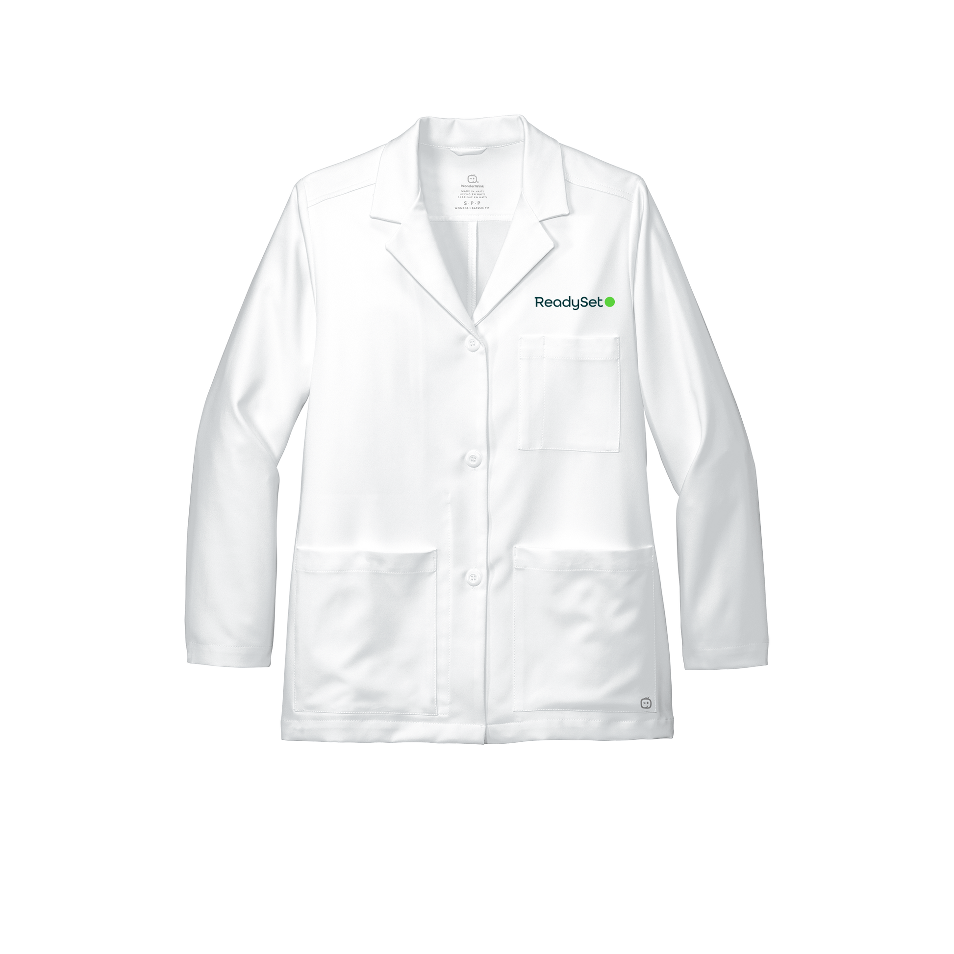readysetsurgical-wink-womens-lab-coat-short-embroidery-leftchest-WW4072-white-flat-front