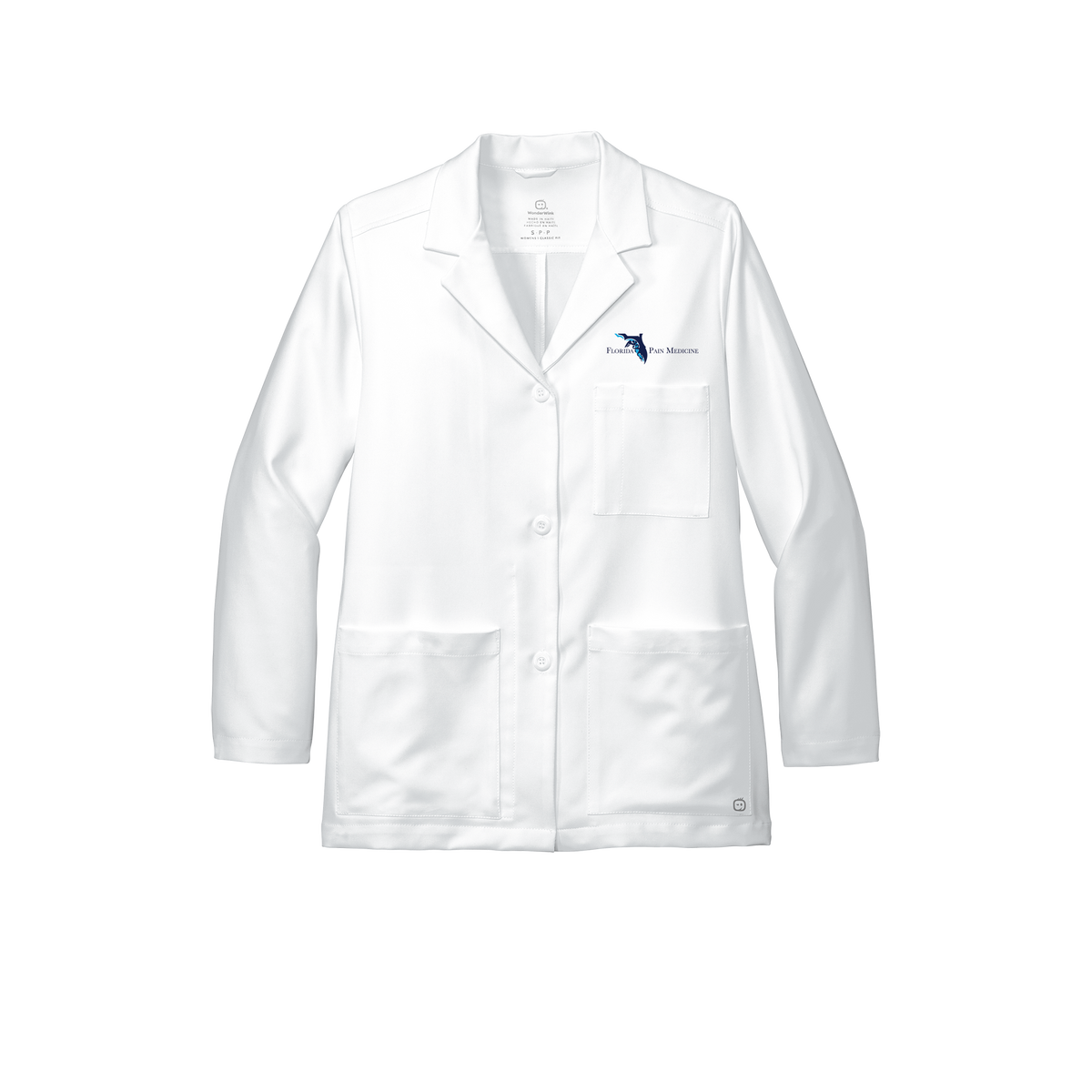 floridapainmedicine-wink-womens-lab-coat-short-embroidery-leftchest-WW4072-white-flat-front