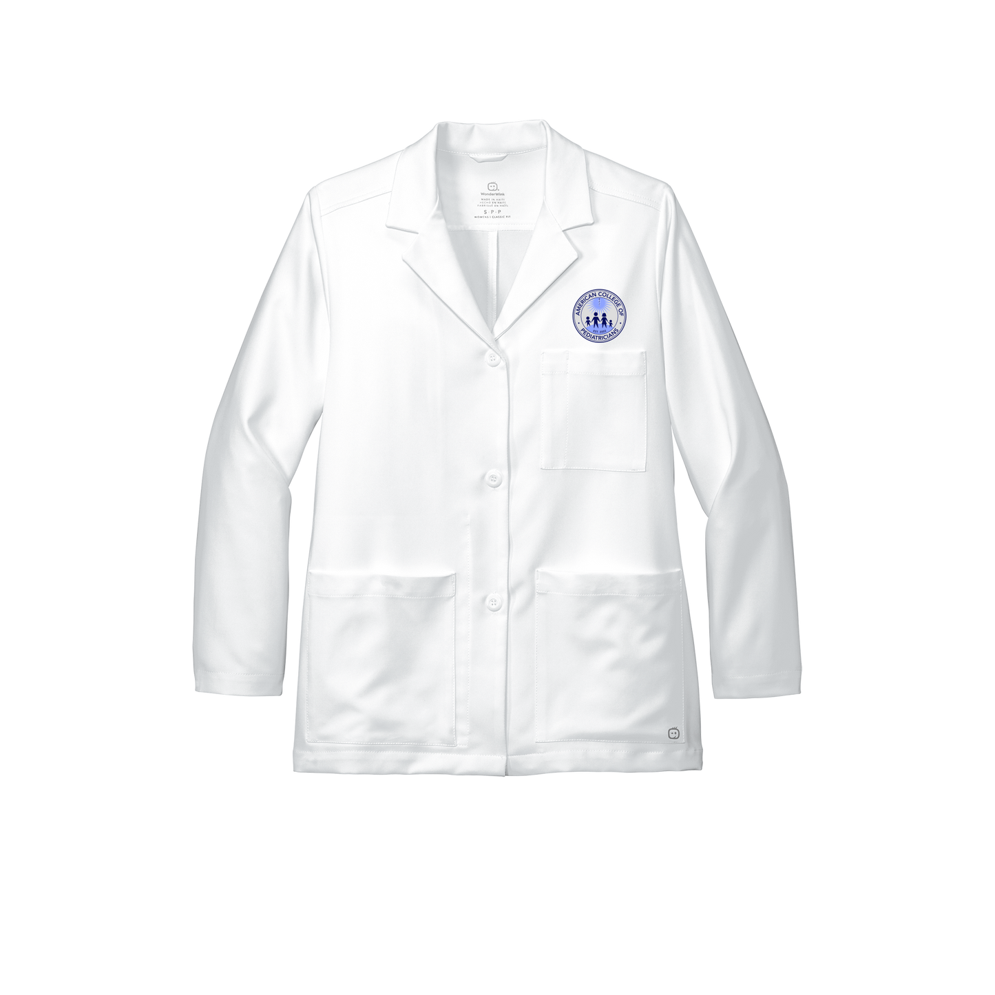 acpeds-wink-womens-lab-coat-short-embroidery-leftchest-WW4072-white-flat-front