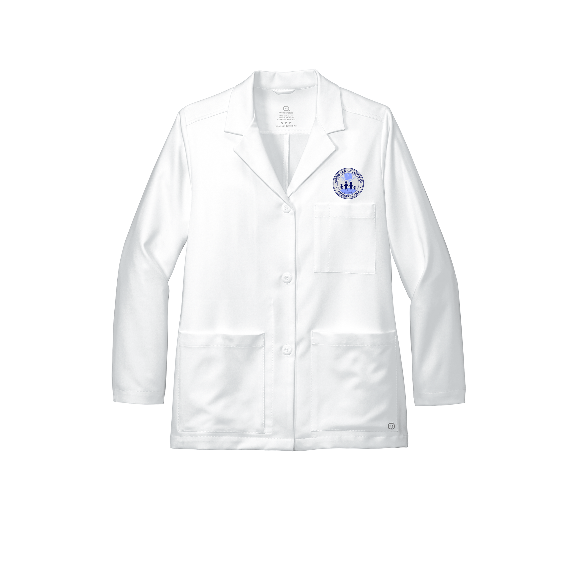 acpeds-wink-womens-lab-coat-short-embroidery-leftchest-WW4072-white-flat-front